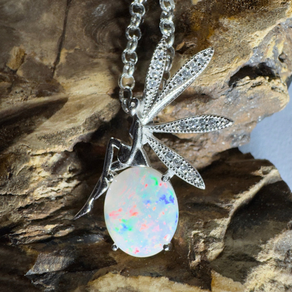 The Kakadu Fairy ~ 2ct Coober Pedy Opal 925 Silver Pendant