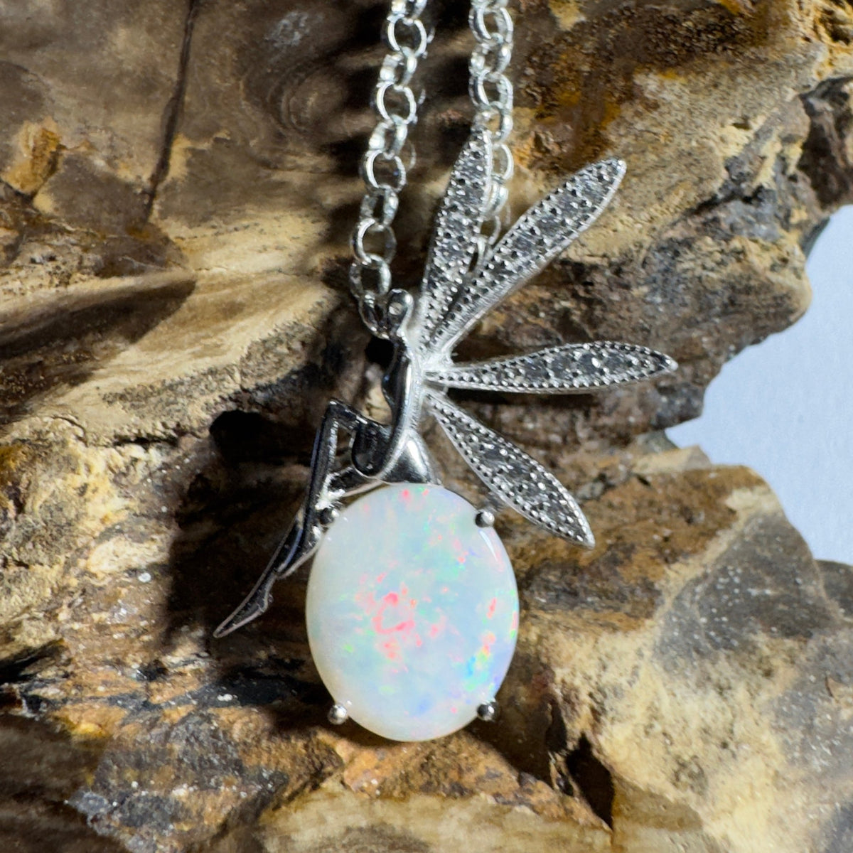 The Kakadu Fairy ~ 2ct Coober Pedy Opal 925 Silver Pendant