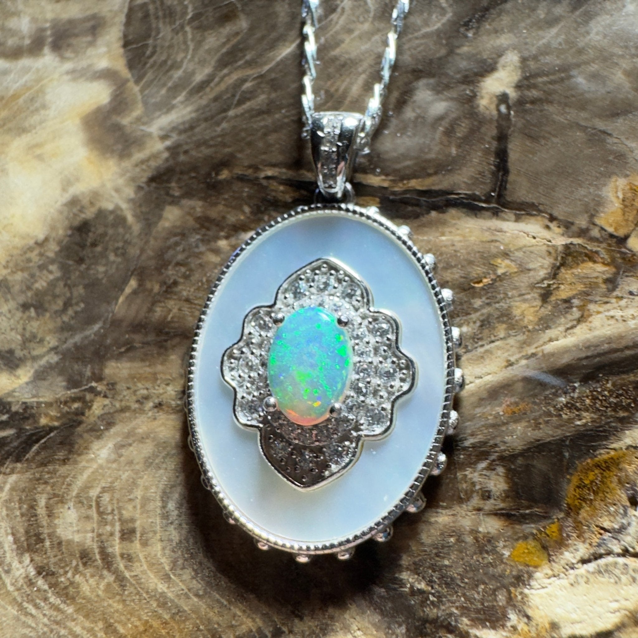The Kings Canyon Medallion ~ 0.8ct Lightning Ridge Opal 925 Silver Pendant