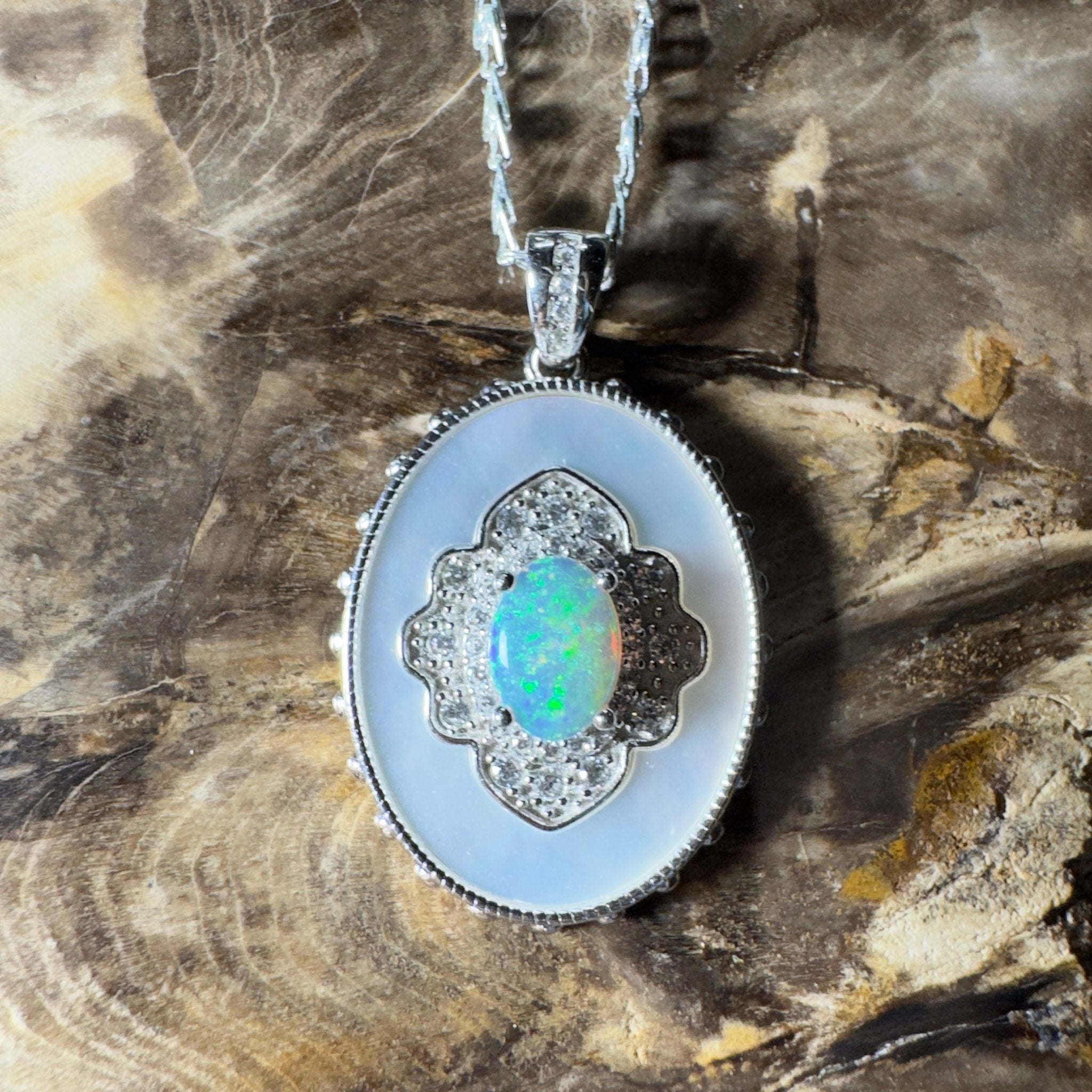 The Kings Canyon Medallion ~ 0.8ct Lightning Ridge Opal 925 Silver Pendant