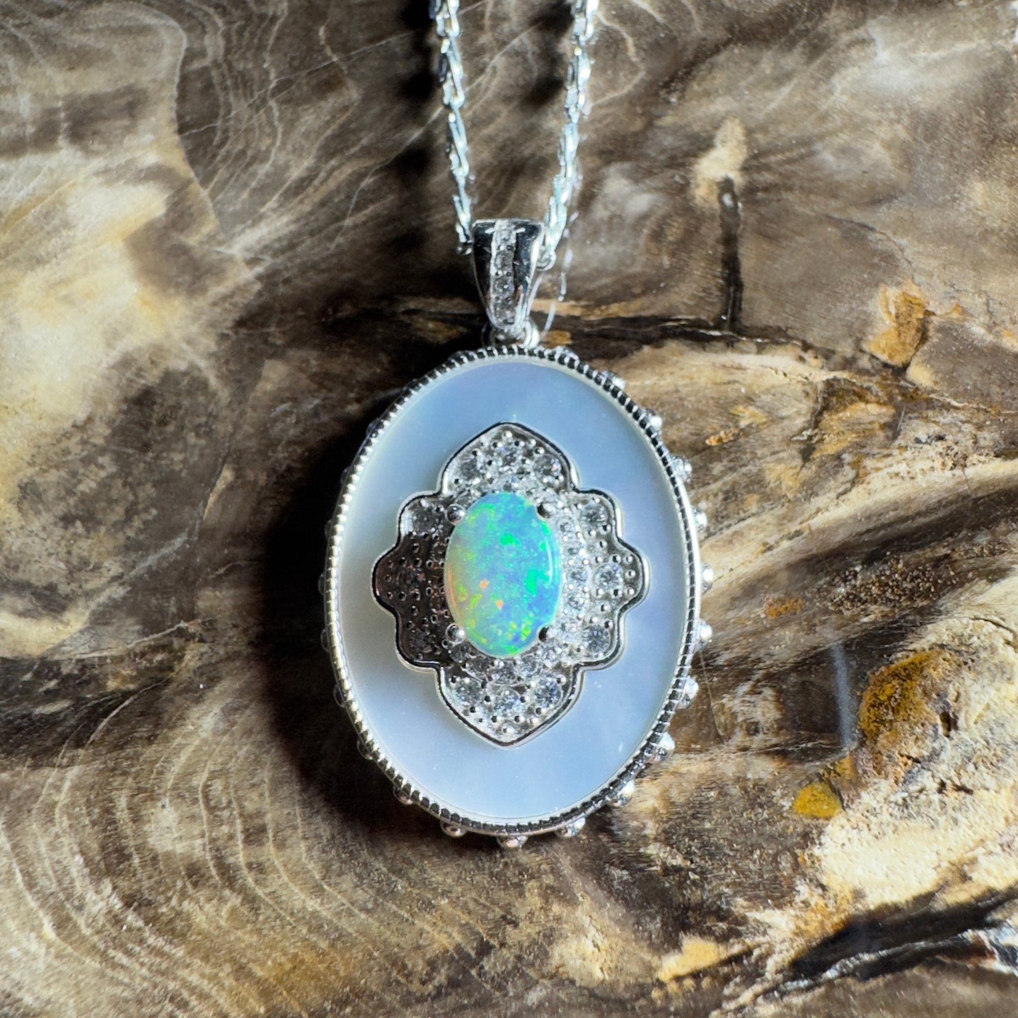 The Kings Canyon Medallion ~ 0.8ct Lightning Ridge Opal 925 Silver Pendant