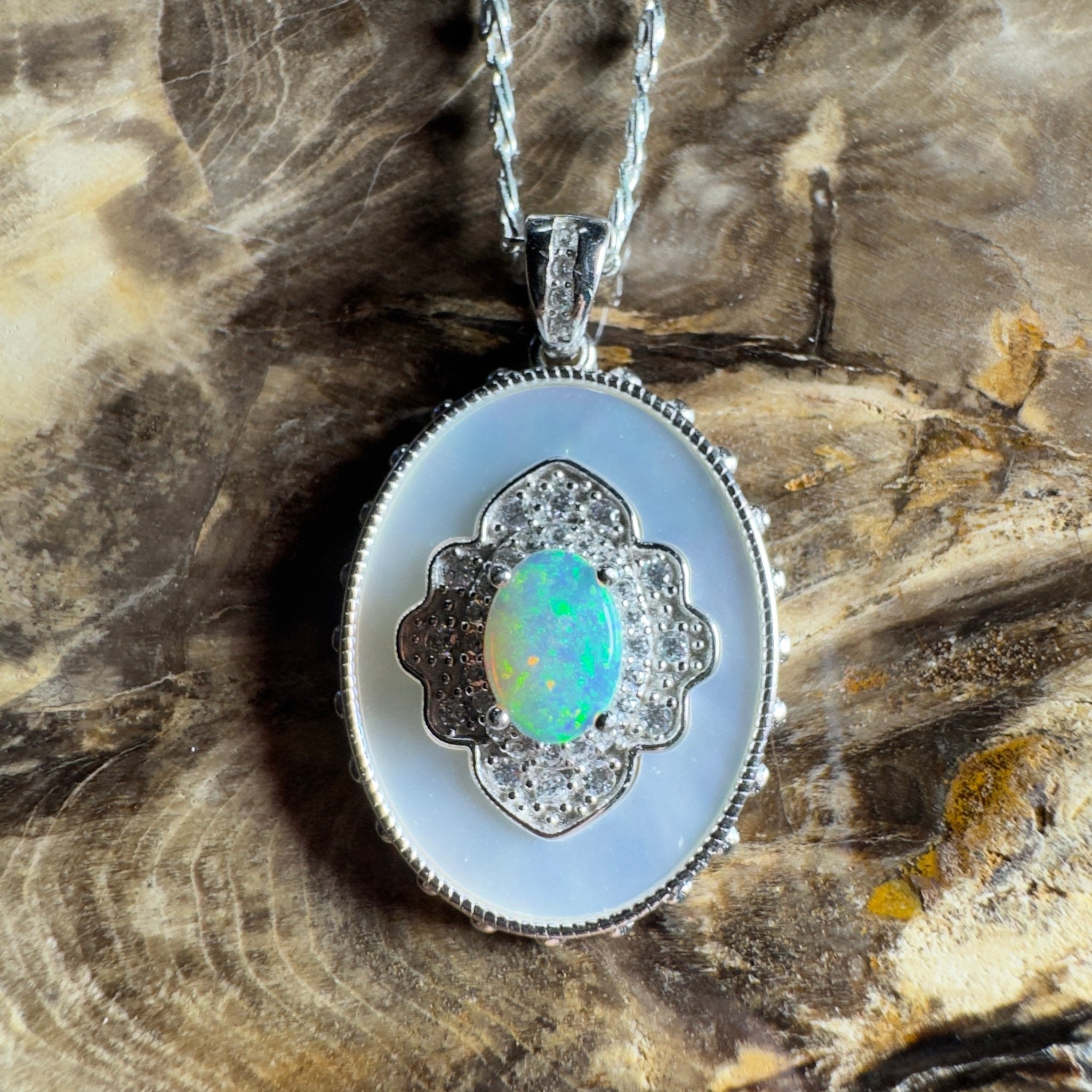 The Kings Canyon Medallion ~ 0.8ct Lightning Ridge Opal 925 Silver Pendant