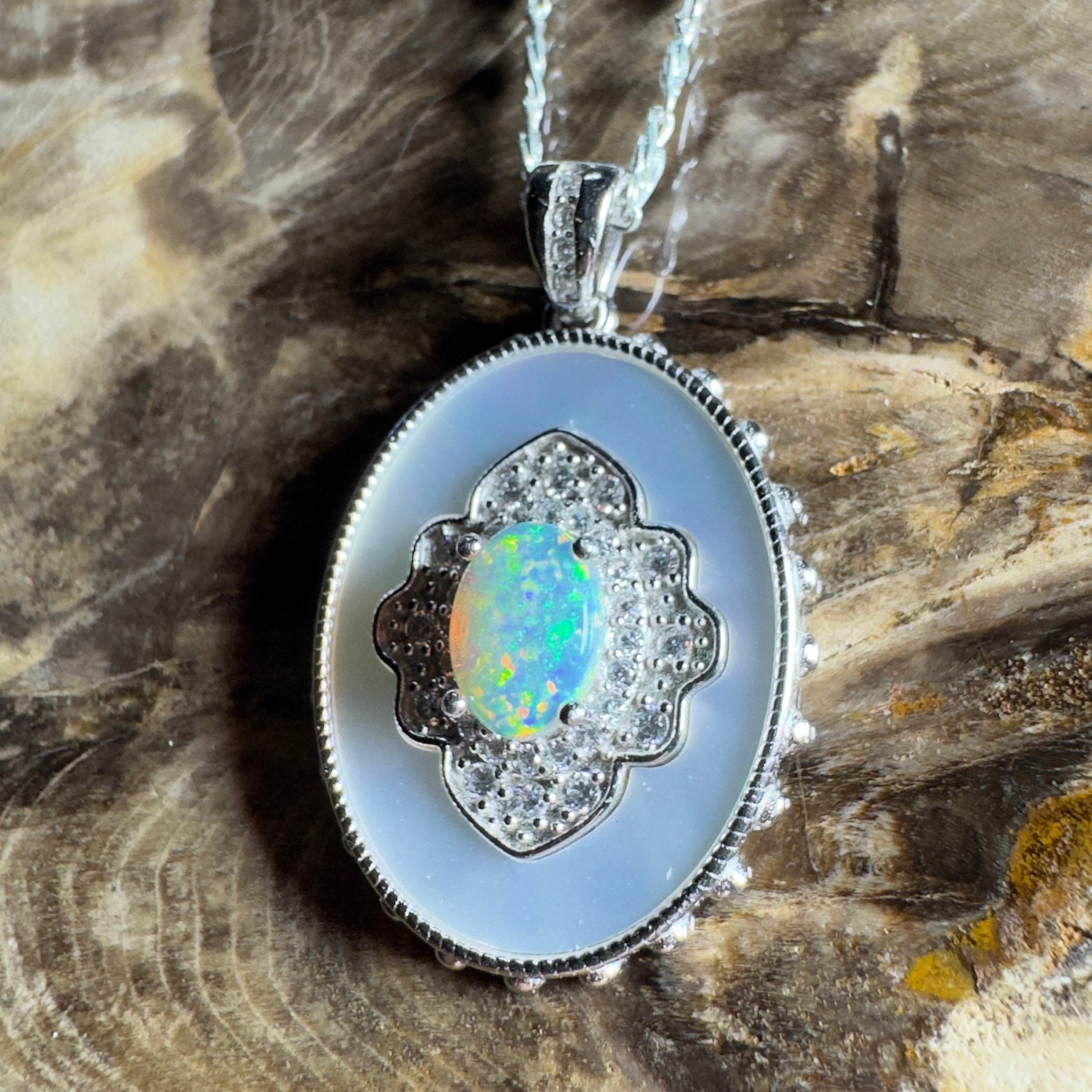 The Kings Canyon Medallion ~ 0.8ct Lightning Ridge Opal 925 Silver Pendant