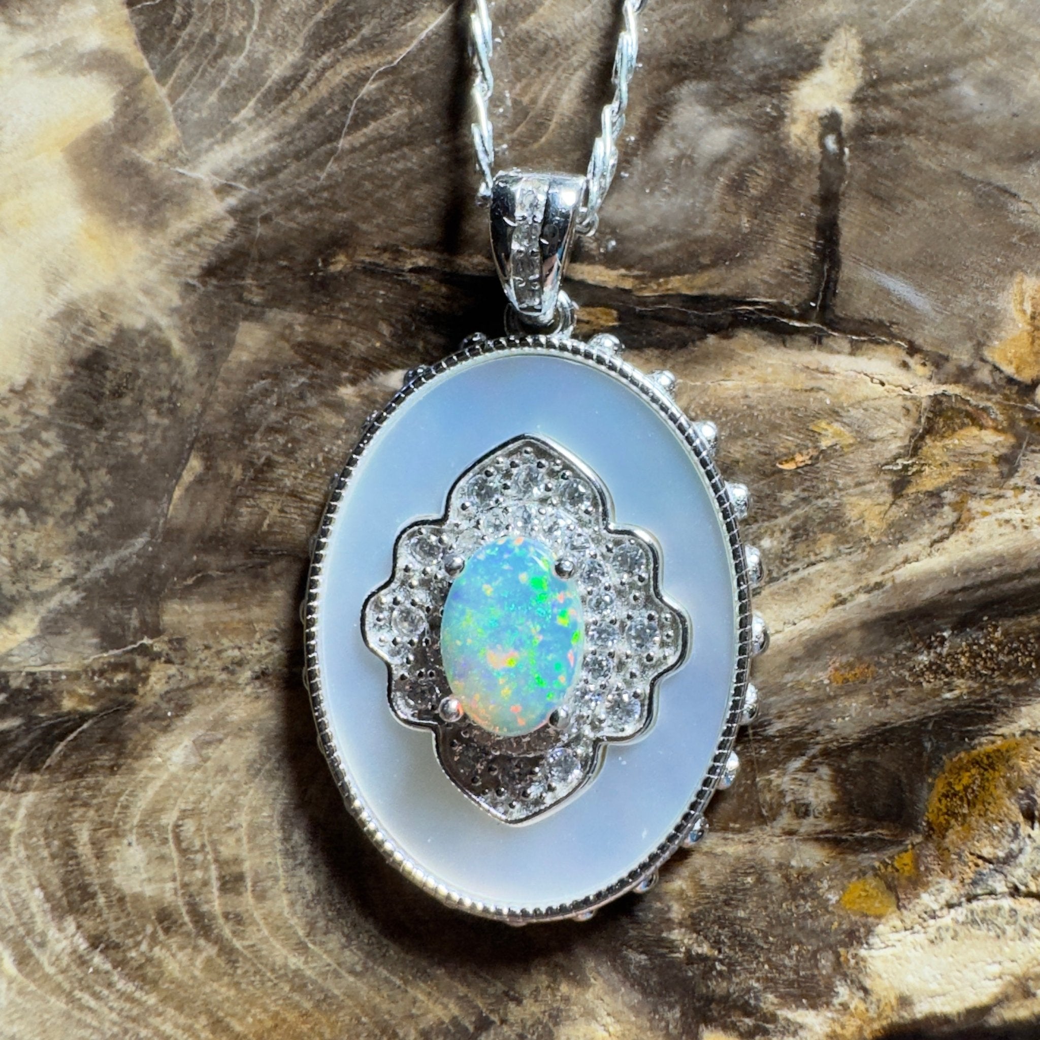 The Kings Canyon Medallion ~ 0.8ct Lightning Ridge Opal 925 Silver Pendant