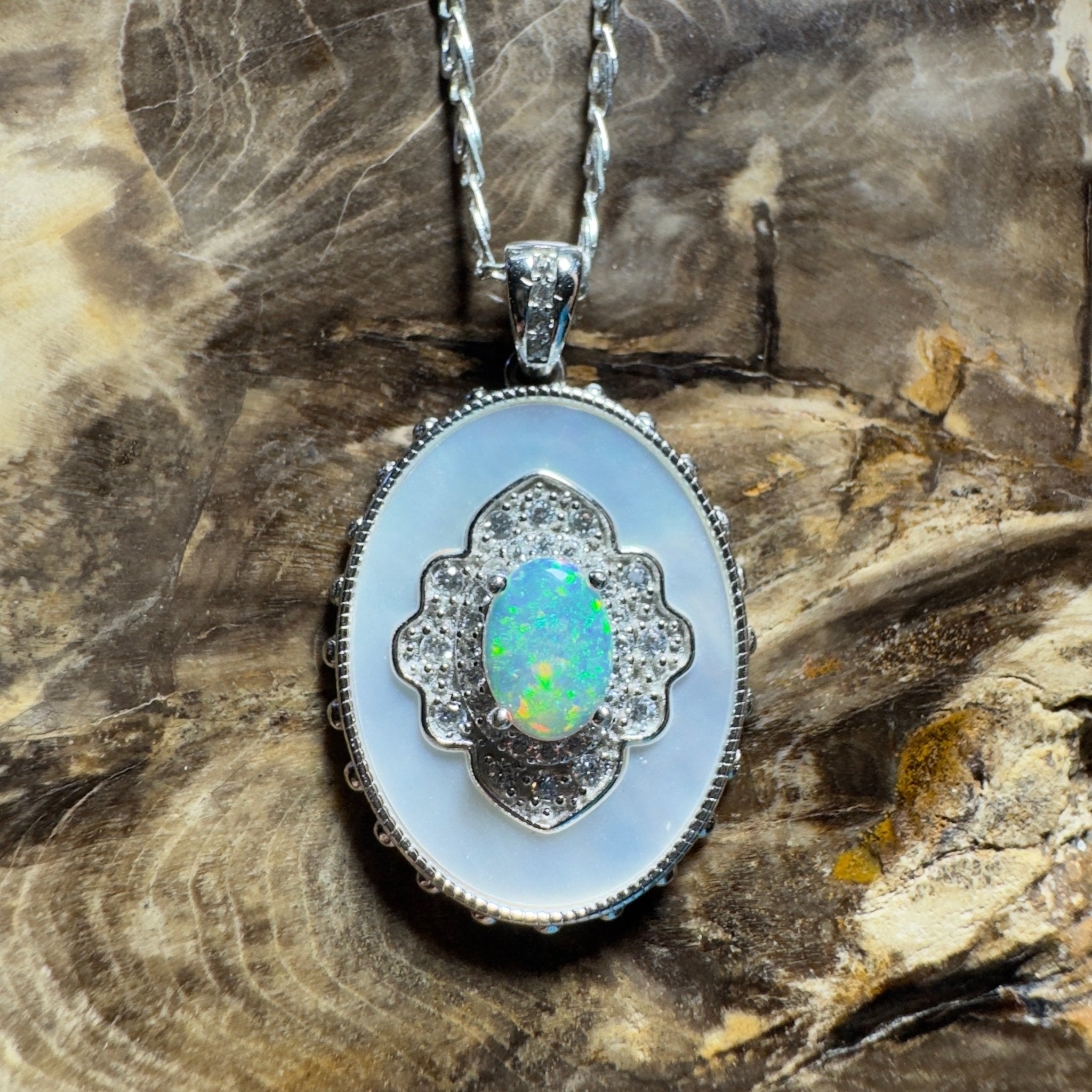 The Kings Canyon Medallion ~ 0.8ct Lightning Ridge Opal 925 Silver Pendant