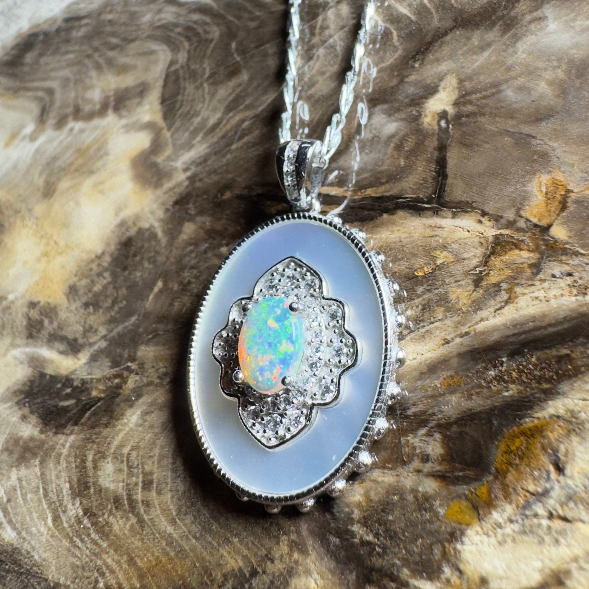 The Kings Canyon Medallion ~ 0.8ct Lightning Ridge Opal 925 Silver Pendant