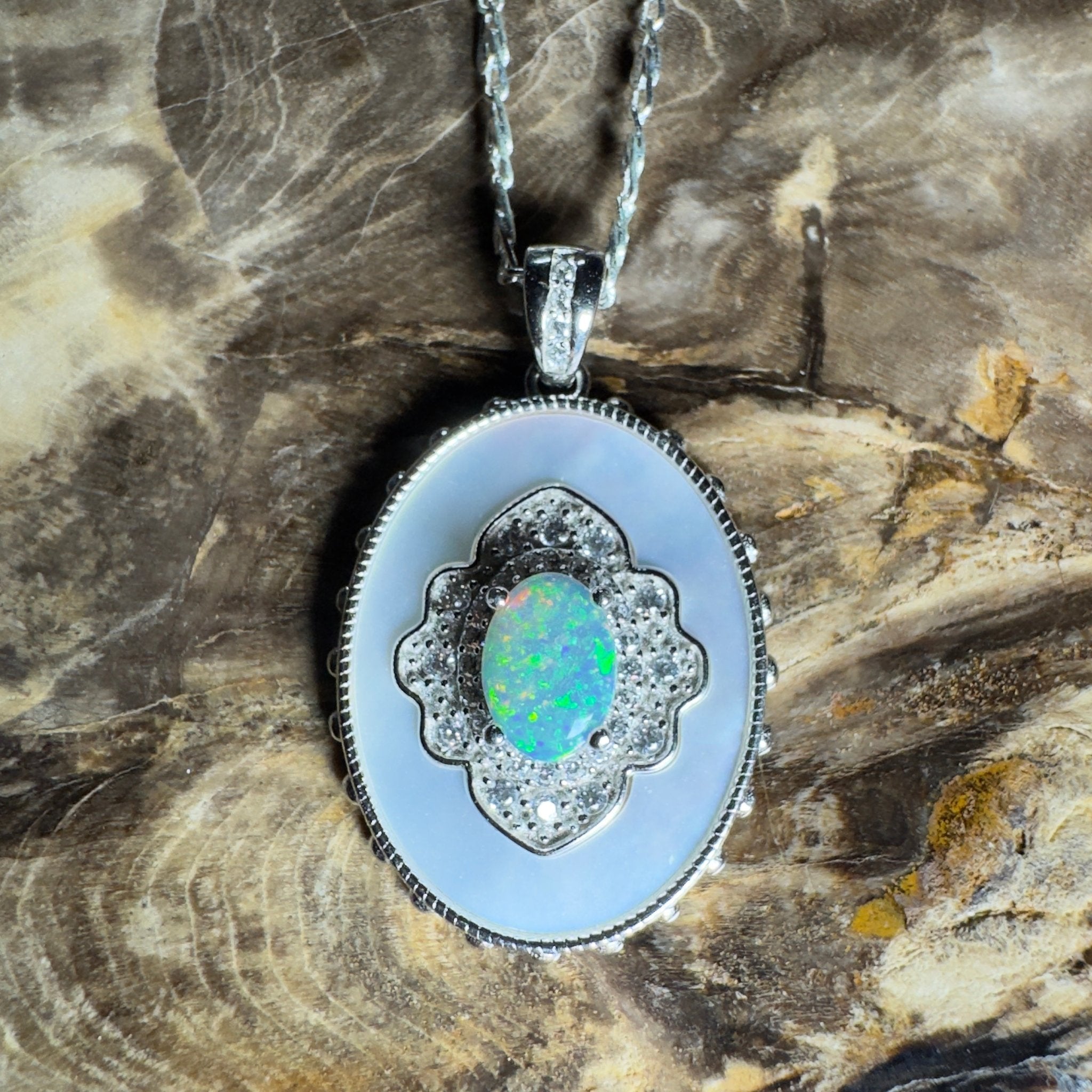 The Kings Canyon Medallion ~ 0.8ct Lightning Ridge Opal 925 Silver Pendant