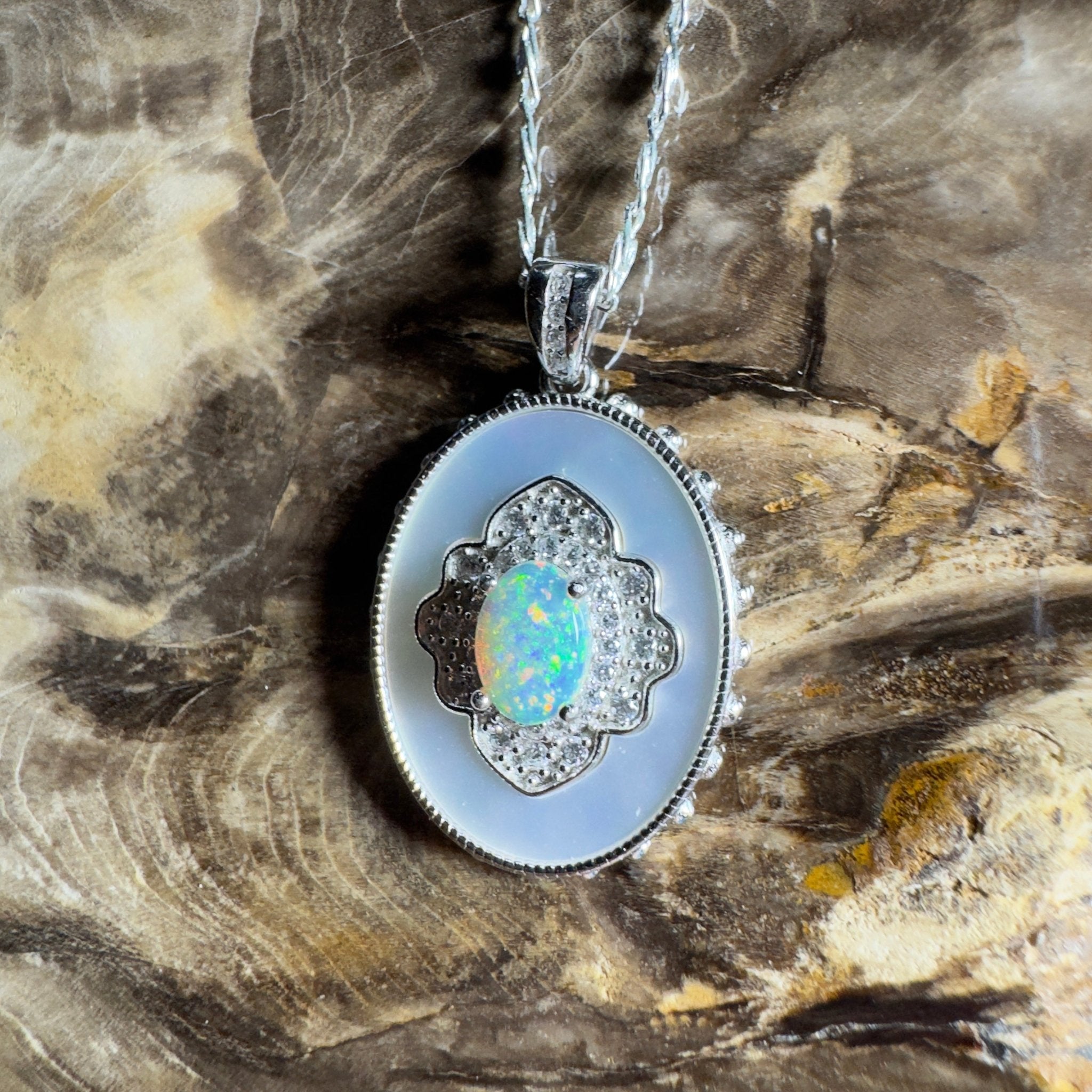 The Kings Canyon Medallion ~ 0.8ct Lightning Ridge Opal 925 Silver Pendant
