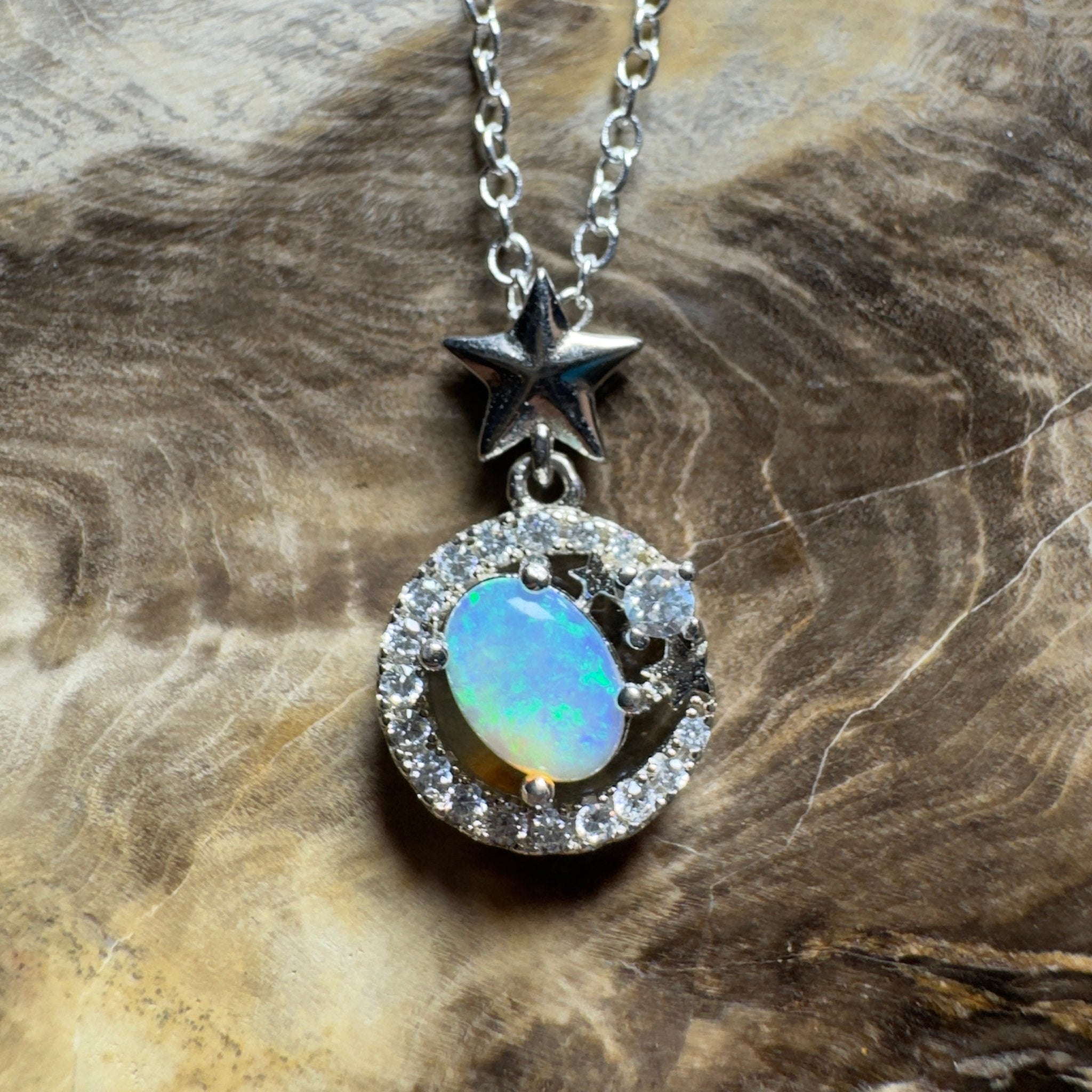 The Nullarbor Night ~ 0.8ct Lightning Ridge Crystal Opal 925 Silver Pendant