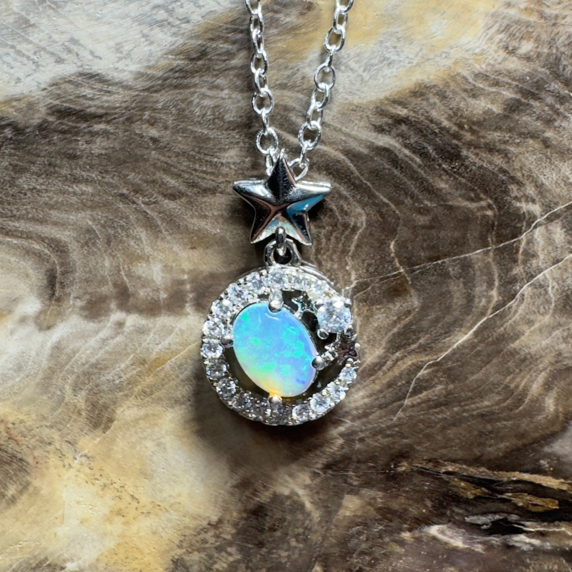 The Nullarbor Night ~ 0.8ct Lightning Ridge Crystal Opal 925 Silver Pendant