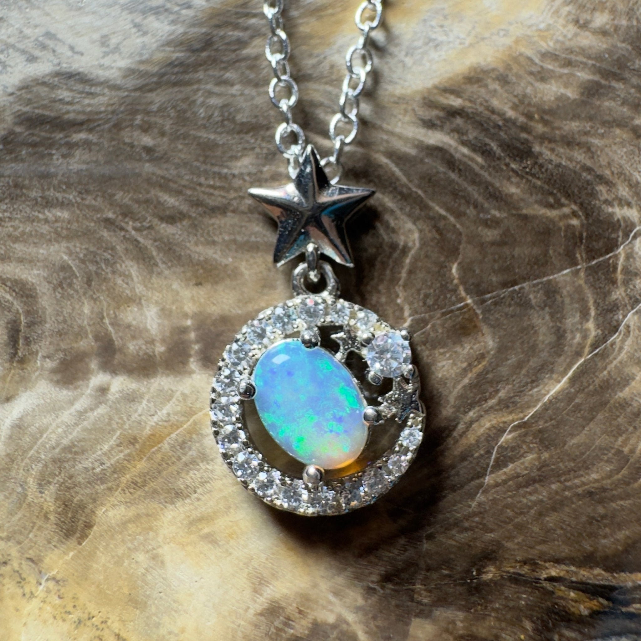 The Nullarbor Night ~ 0.8ct Lightning Ridge Crystal Opal 925 Silver Pendant