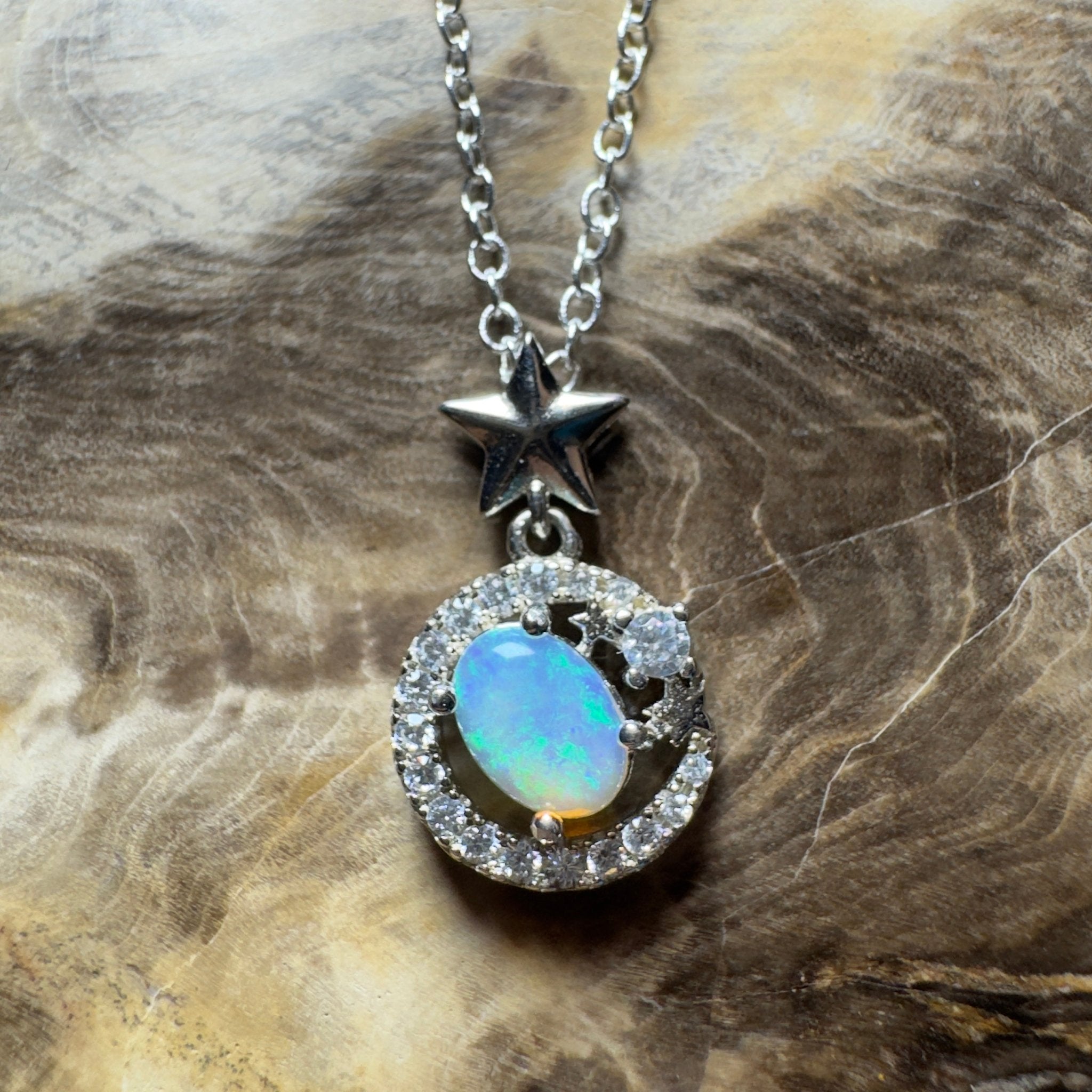 The Nullarbor Night ~ 0.8ct Lightning Ridge Crystal Opal 925 Silver Pendant