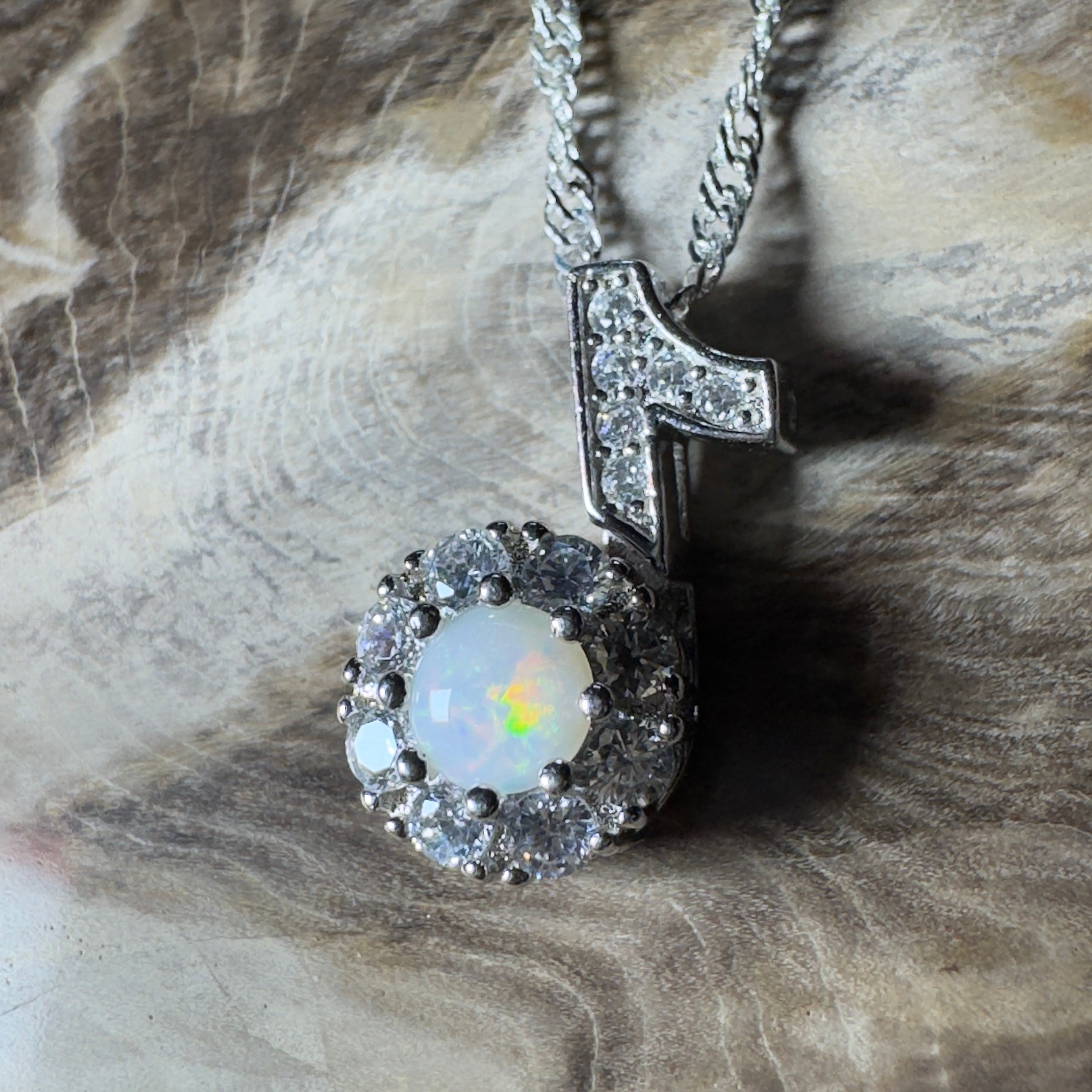 The Shark Bay Shimmer ~ 0.4ct Coober Pedy Opal Sterling Silver Pendant