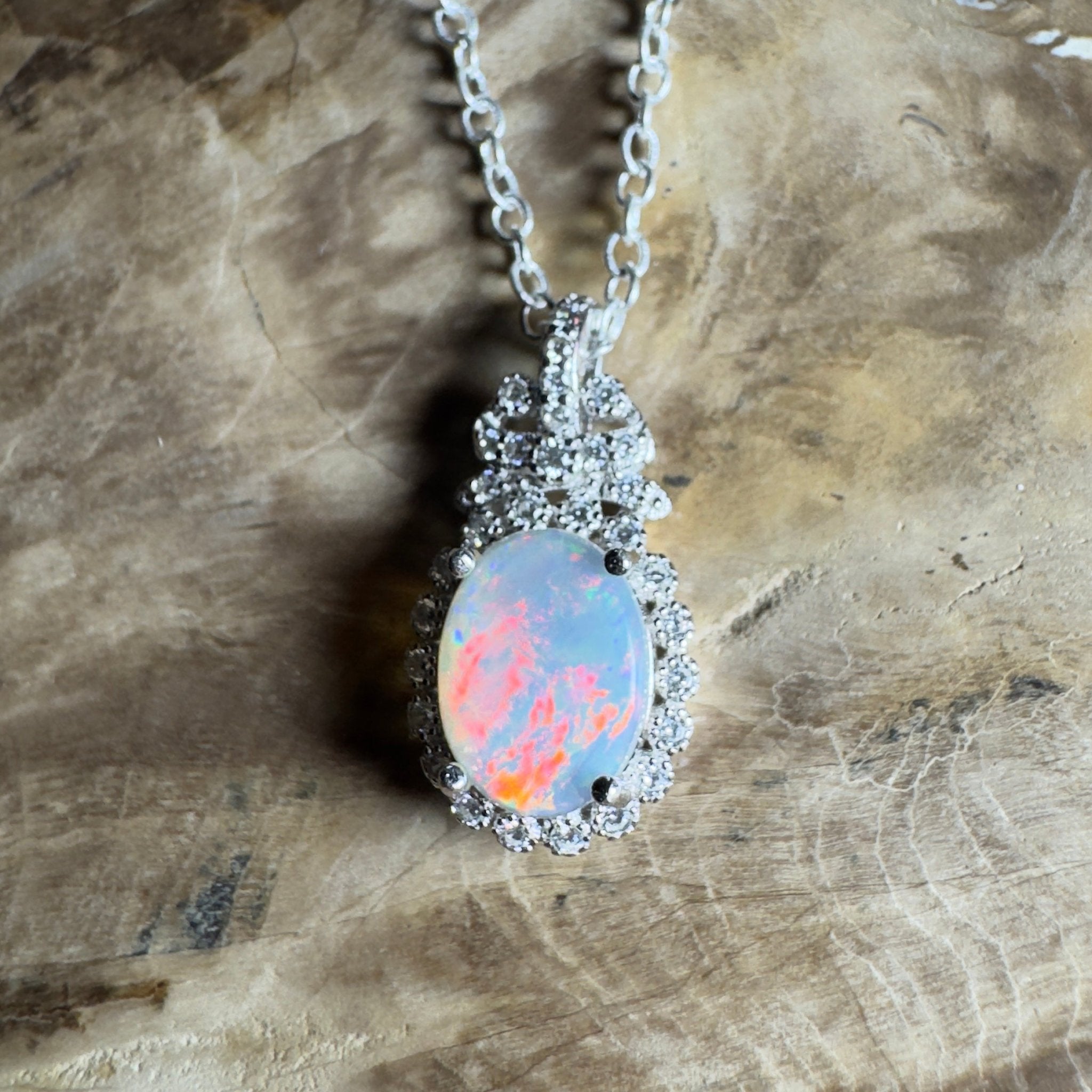 The Twelve Apostles Solitaire ~ 1.2ct Coober Pedy Opal 925 Silver Pendant