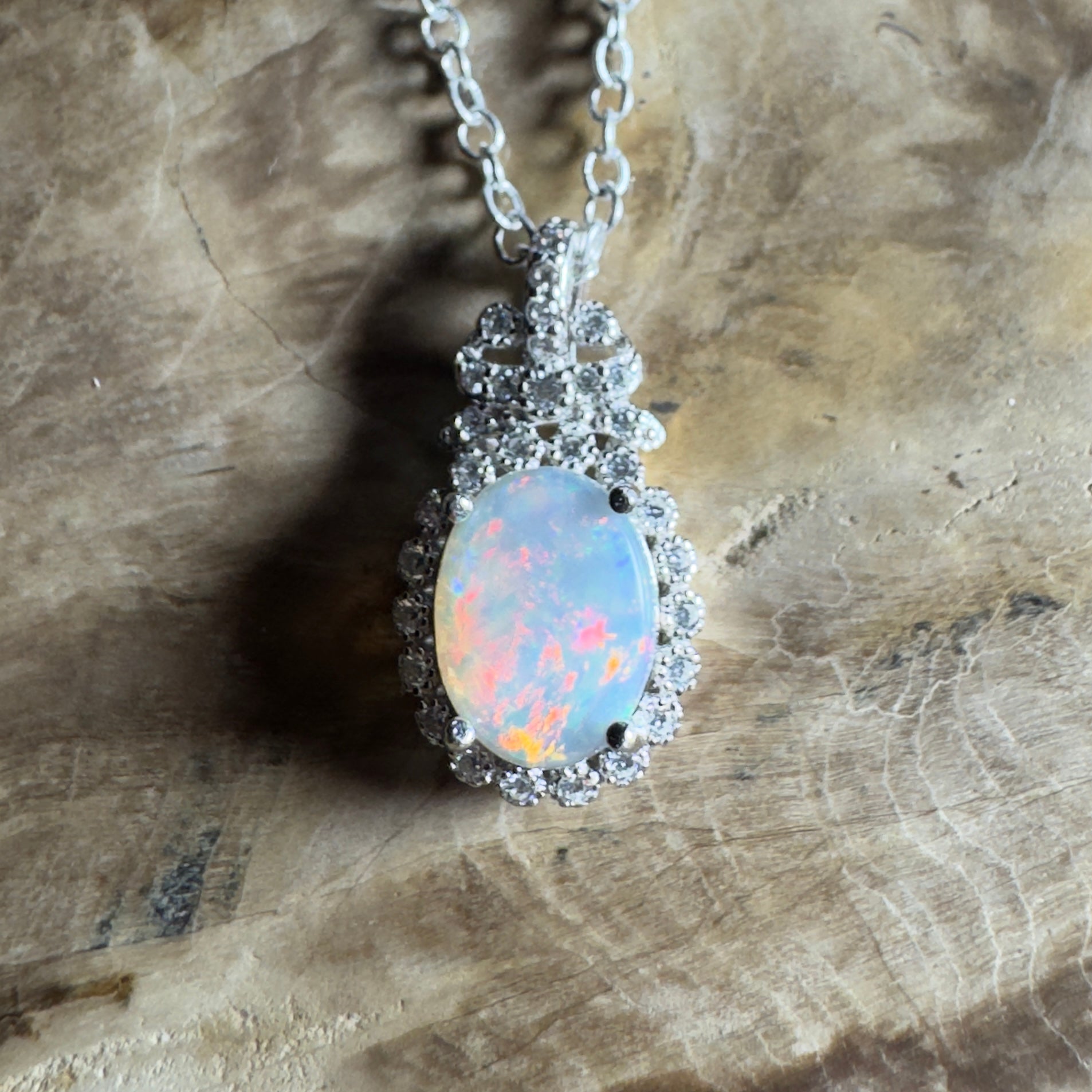 The Twelve Apostles Solitaire ~ 1.2ct Coober Pedy Opal 925 Silver Pendant