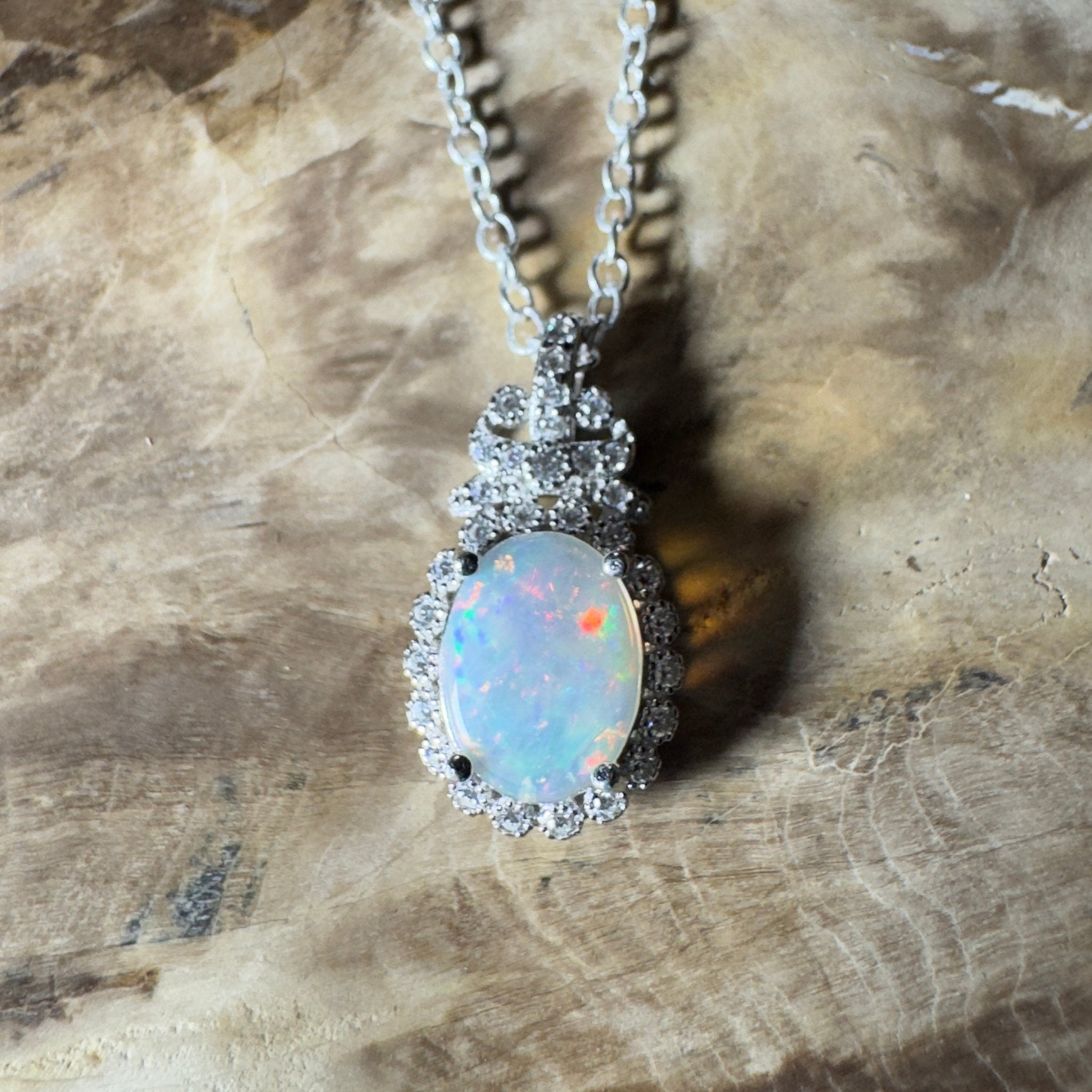 The Twelve Apostles Solitaire ~ 1.2ct Coober Pedy Opal 925 Silver Pendant