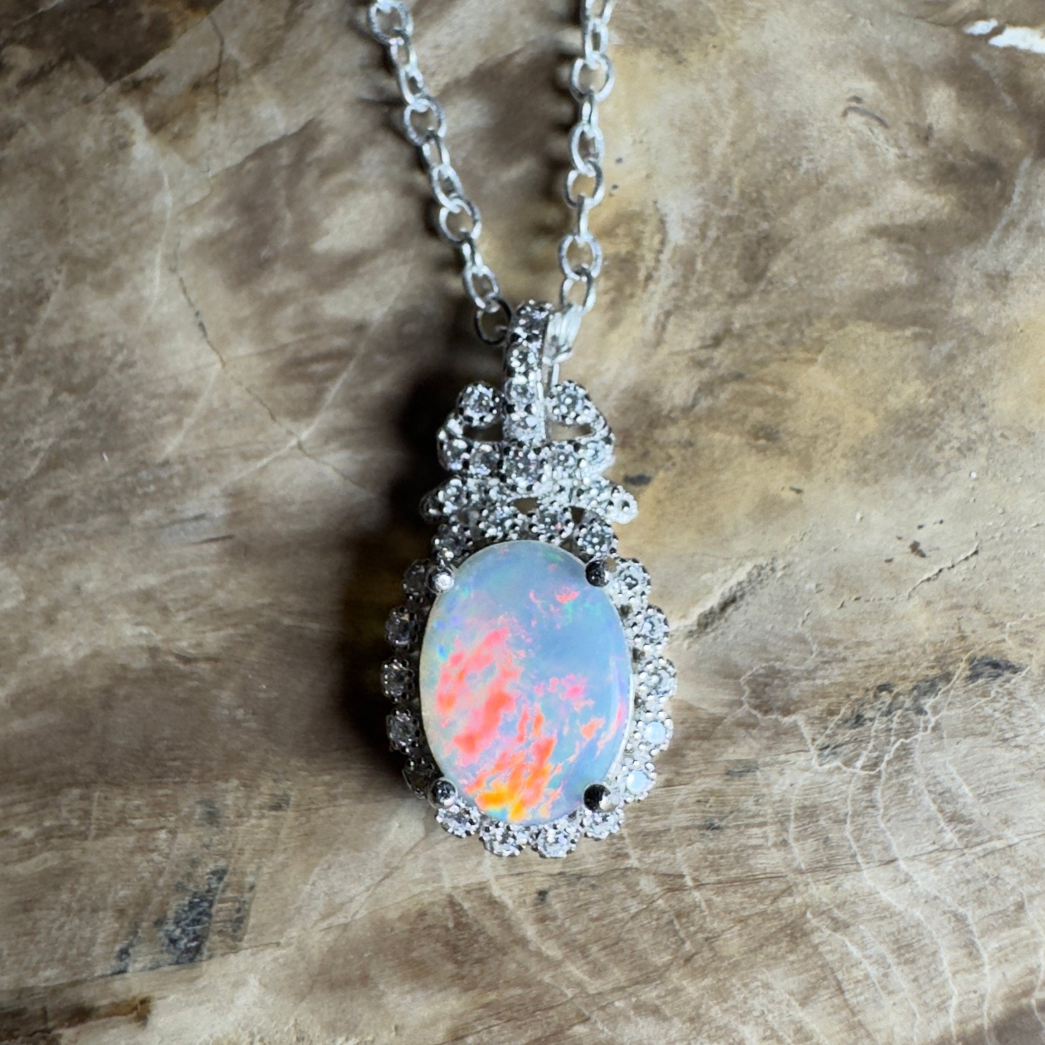 The Twelve Apostles Solitaire ~ 1.2ct Coober Pedy Opal 925 Silver Pendant