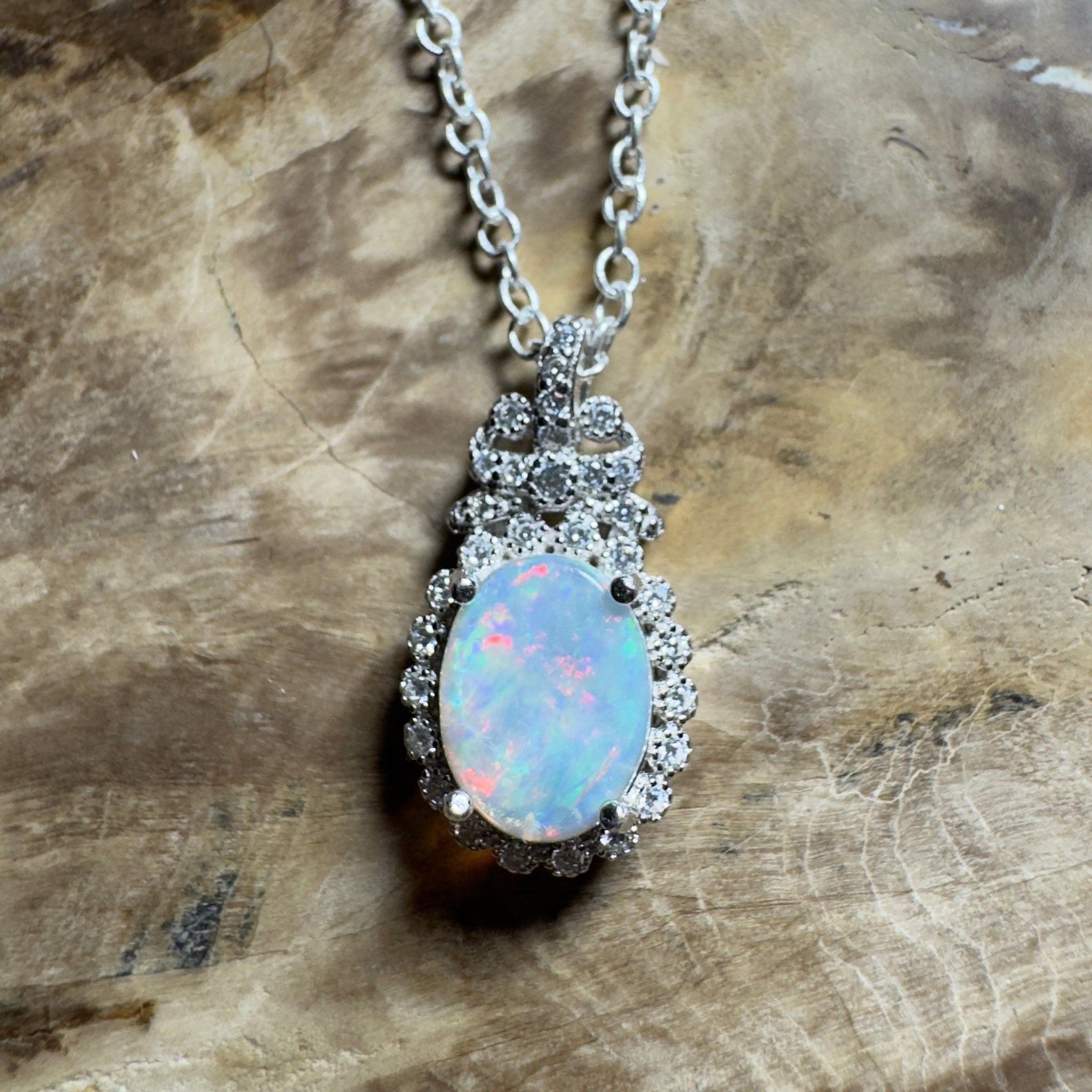 The Twelve Apostles Solitaire ~ 1.2ct Coober Pedy Opal 925 Silver Pendant