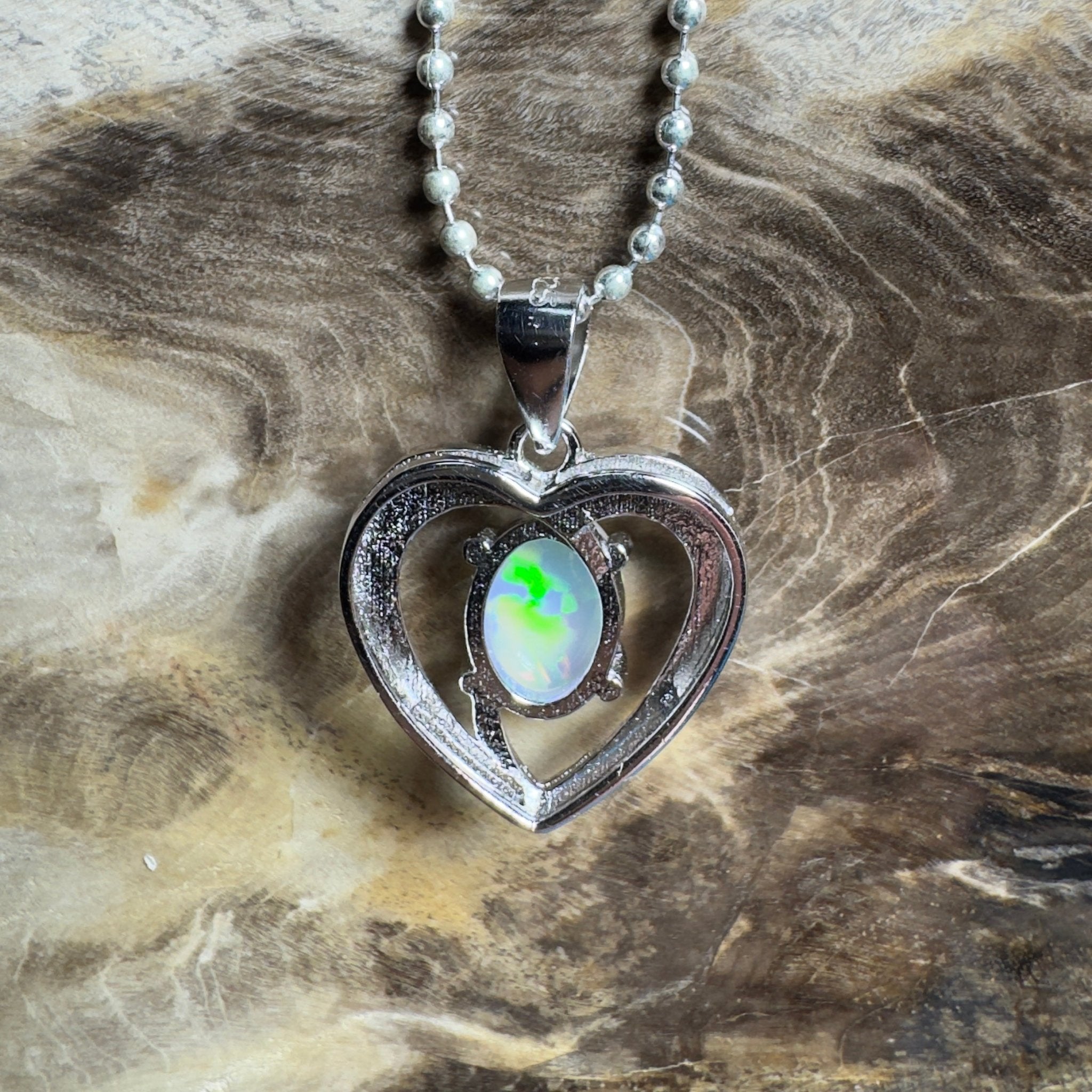 The Whitsunday Heart ~ 0.8ct Lightning Ridge Opal 925 Silver Pendant