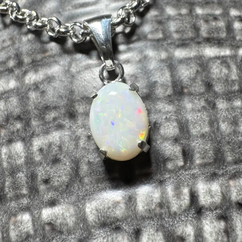 Silver chain necklace with handcrafted 0.9ct Coober Pedy opal pendant from Three Sisters Shine collection