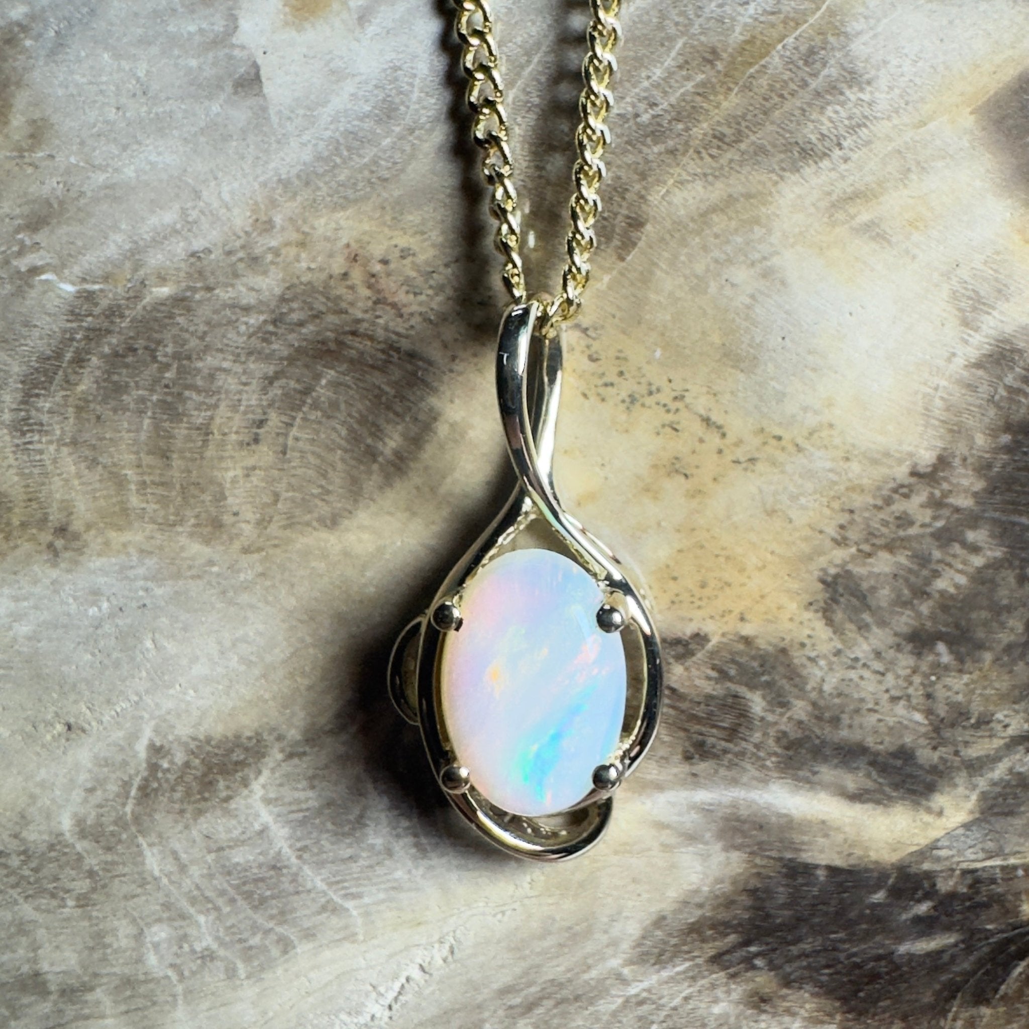 Tjoritja Fire ~ 9ct Solid Gold 0.6ct Coober Pedy Opal Pendant