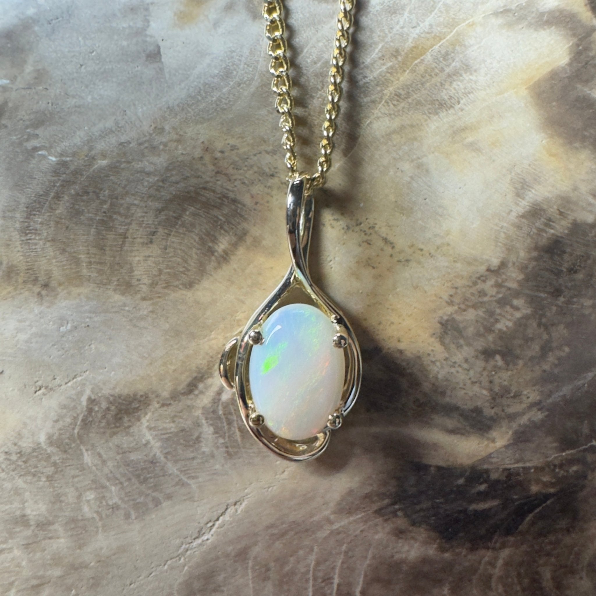 Tjoritja Fire ~ 9ct Solid Gold 0.6ct Coober Pedy Opal Pendant