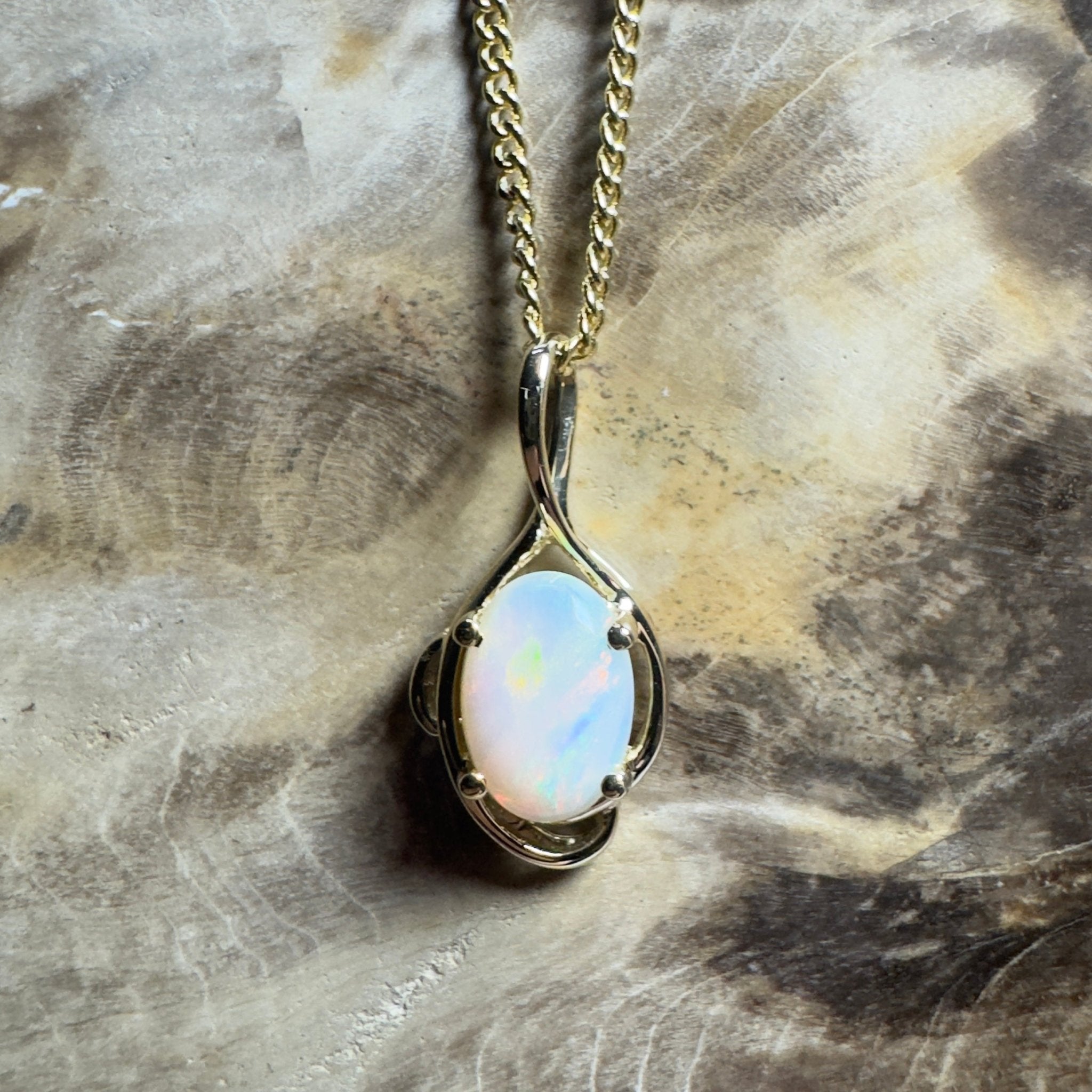 Tjoritja Fire ~ 9ct Solid Gold 0.6ct Coober Pedy Opal Pendant