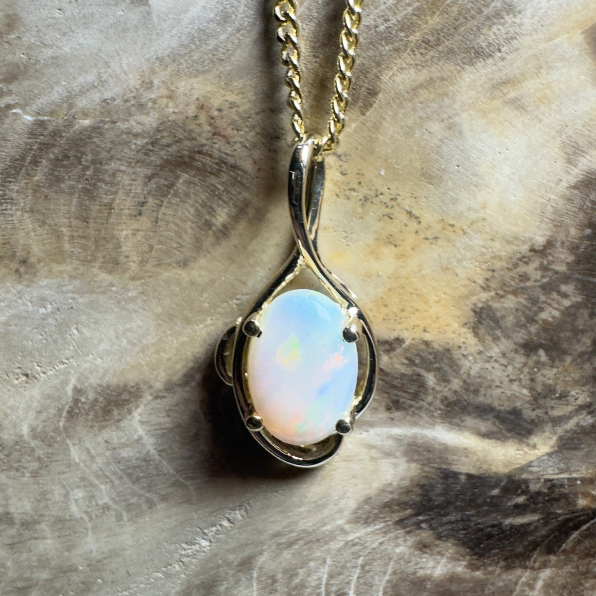 Tjoritja Fire ~ 9ct Solid Gold 0.6ct Coober Pedy Opal Pendant