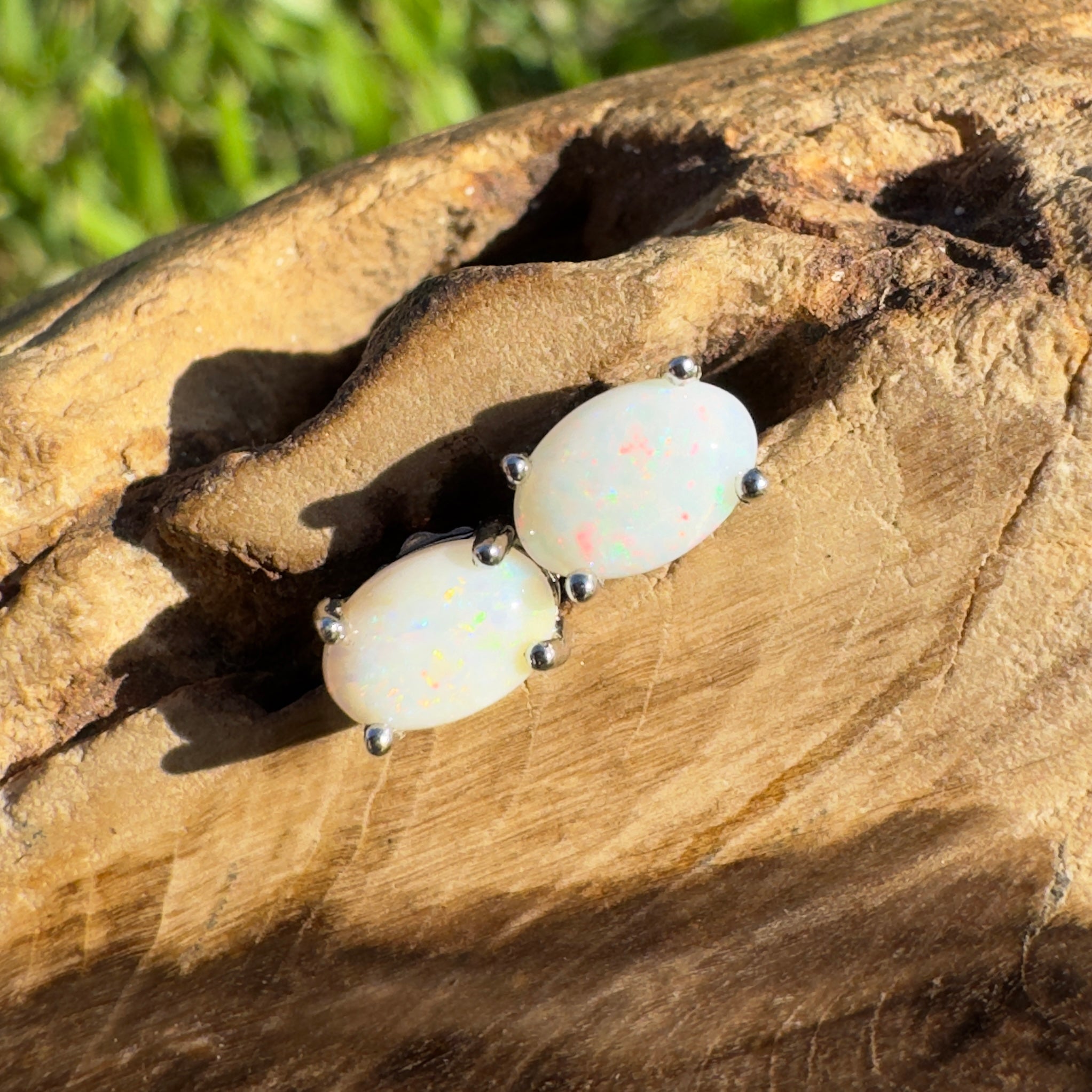 Toorale Light ~ 0.6ct Coober Pedy Opal Sterling Silver Earrings