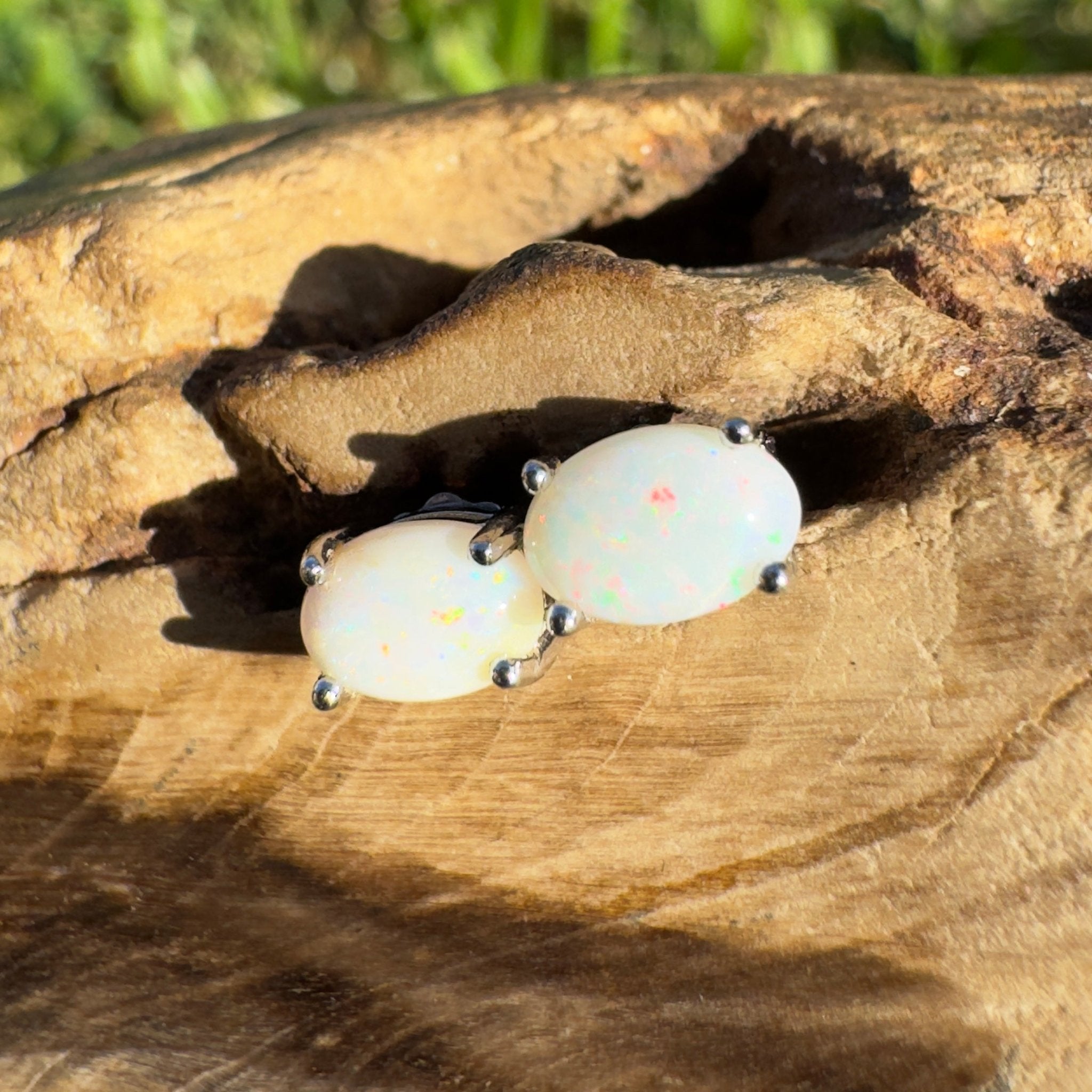 Toorale Light ~ 0.6ct Coober Pedy Opal Sterling Silver Earrings