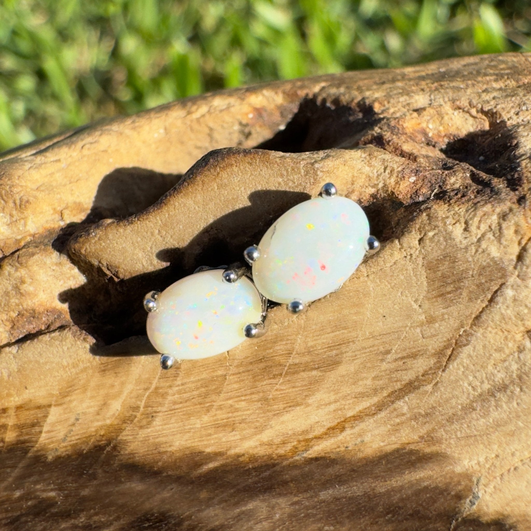 Toorale Light ~ 0.6ct Coober Pedy Opal Sterling Silver Earrings