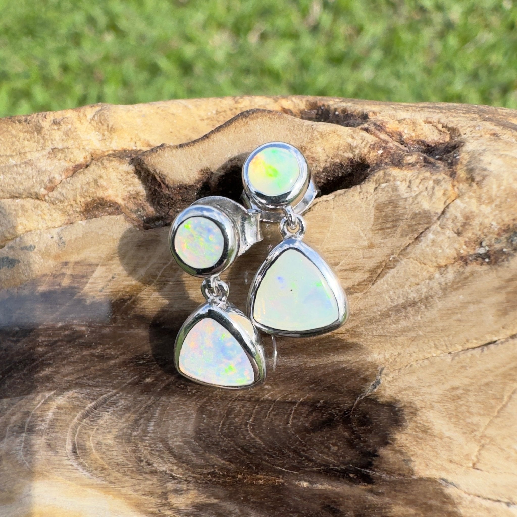 Torquay Tide ~ 1.1ct Solid Coober Pedy Crystal Opal Earrings