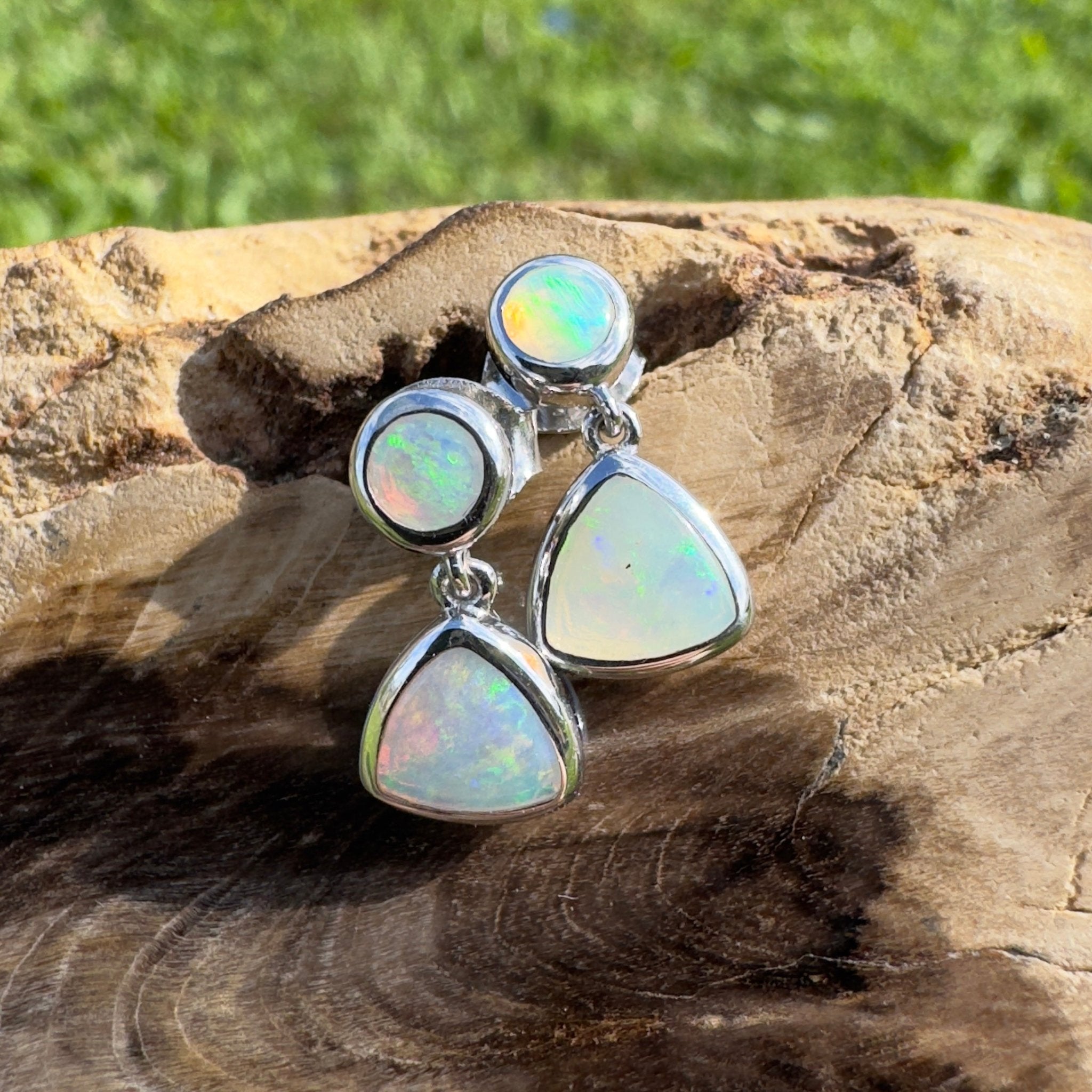 Torquay Tide ~ 1.1ct Solid Coober Pedy Crystal Opal Earrings