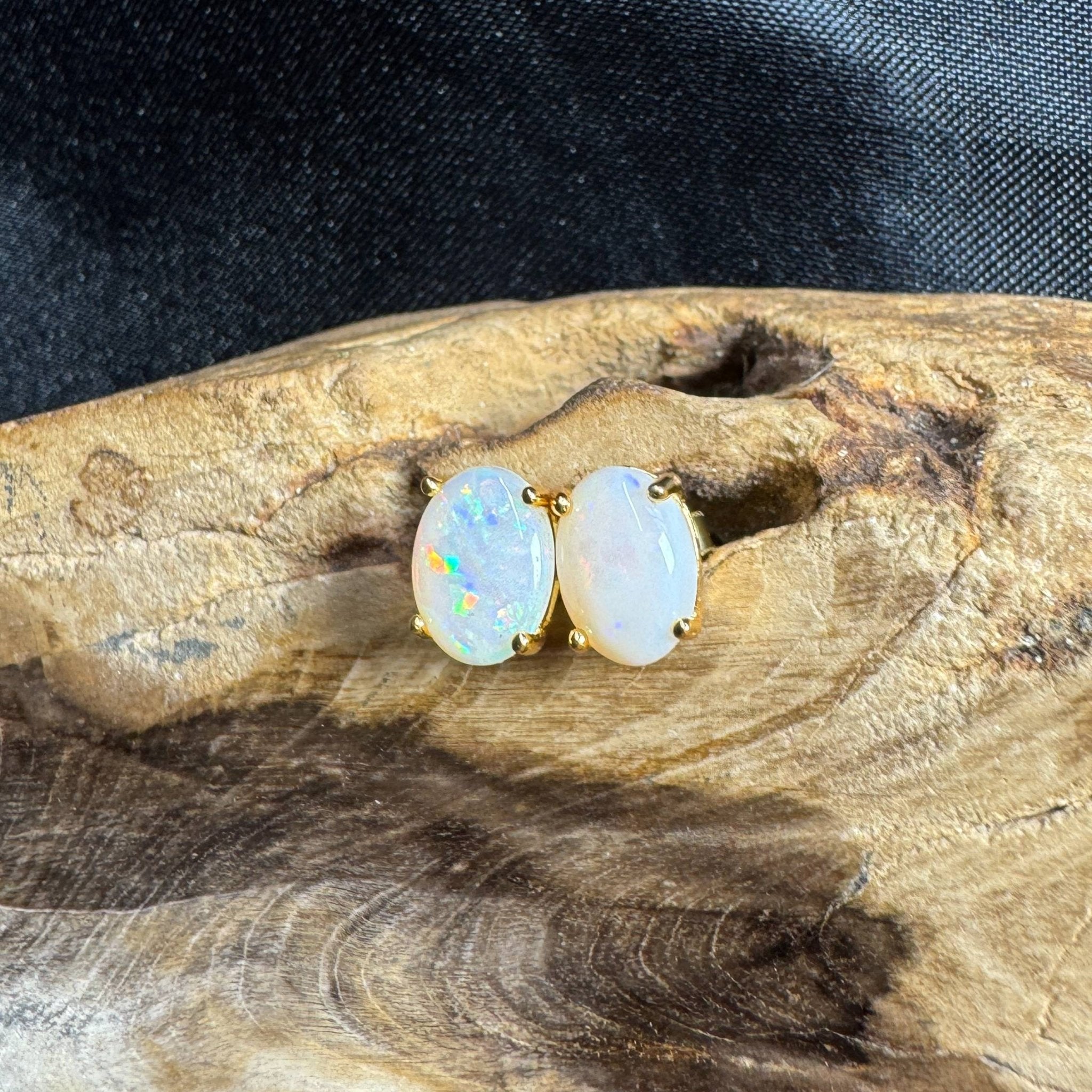 Uluru Dreaming ~ 1.6ct Solid Coober Pedy Opal Gold Plated 925 Silver Earrings