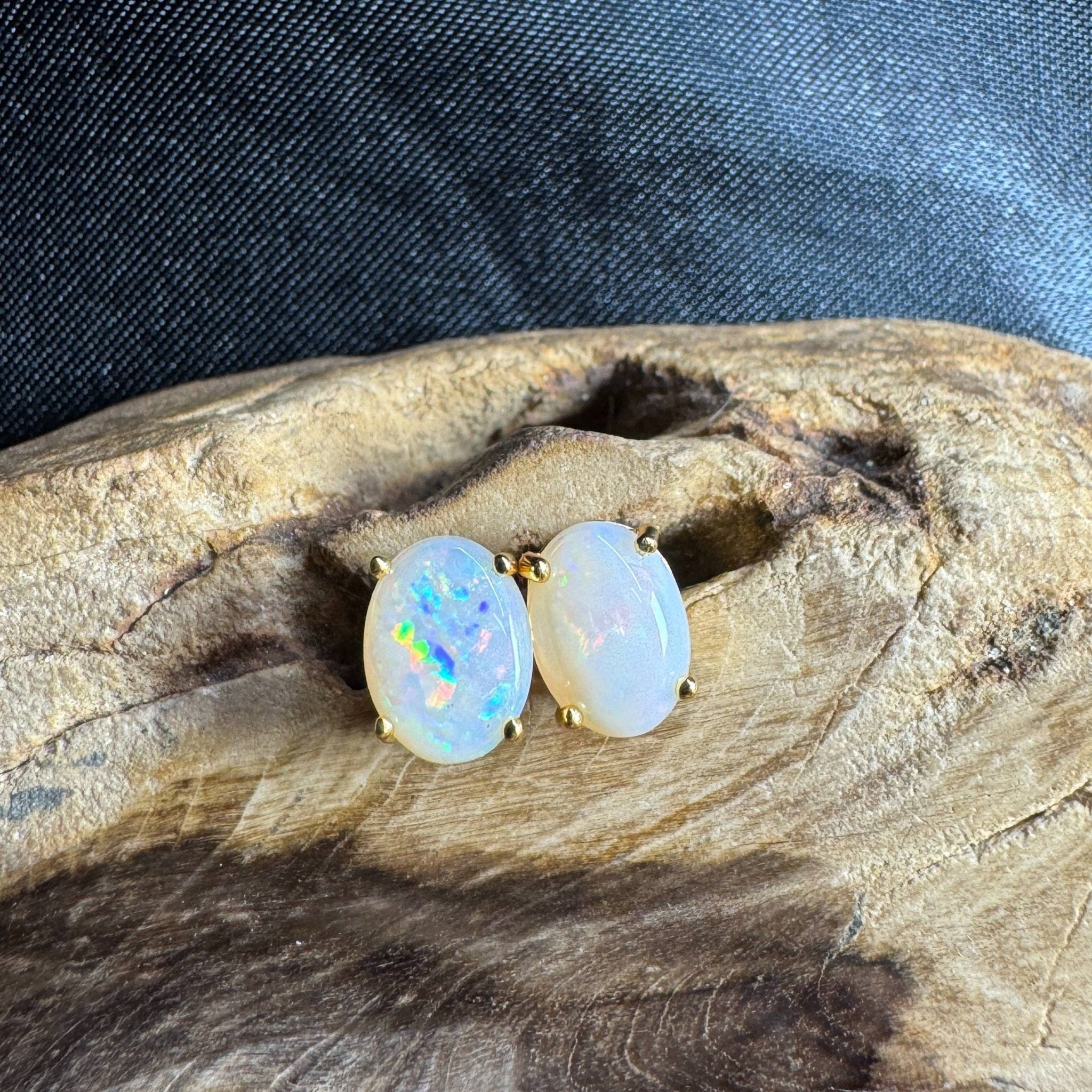 Uluru Dreaming ~ 1.6ct Solid Coober Pedy Opal Gold Plated 925 Silver Earrings