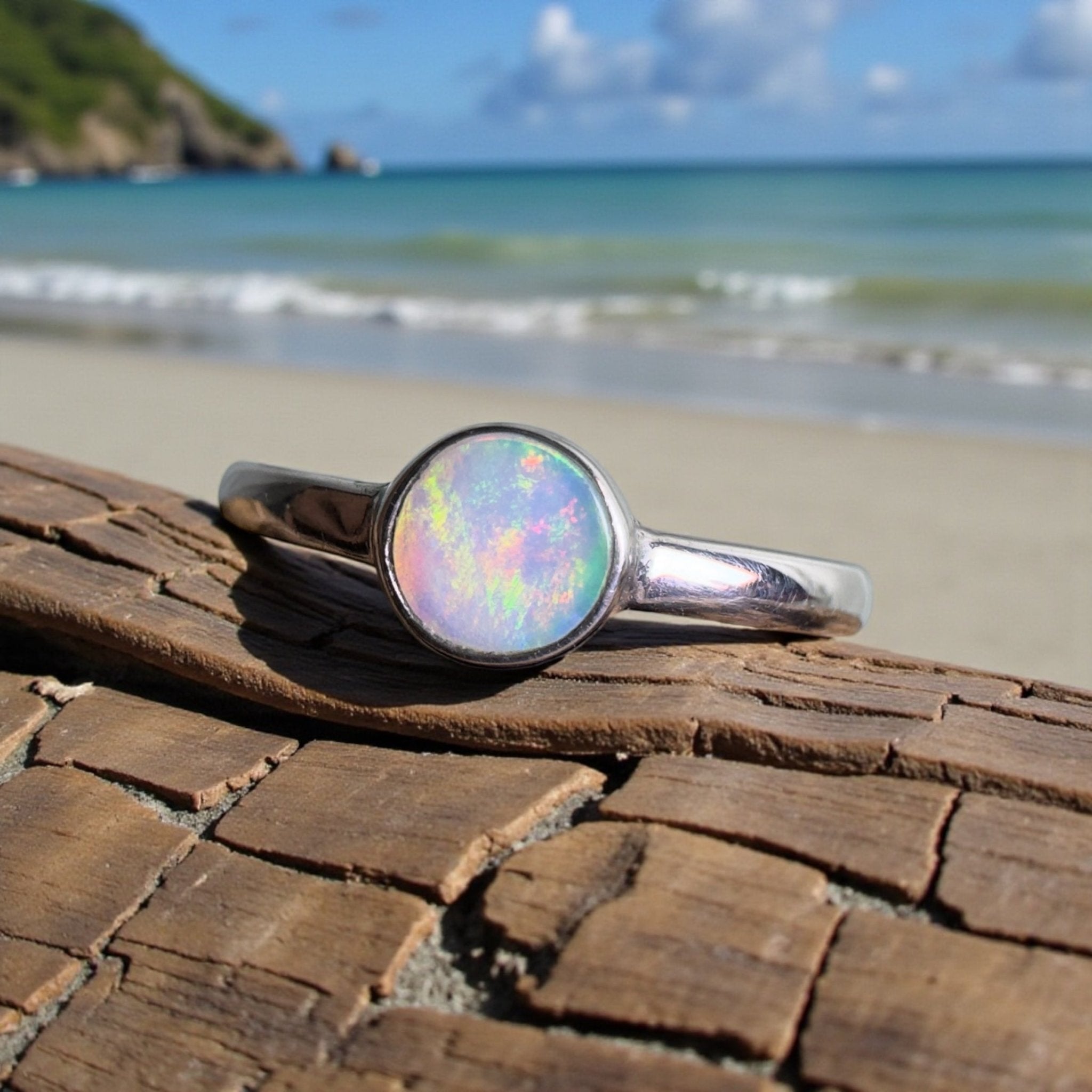 Warrumbungle Range Firefield – 0.7ct Solid Lightning Ridge Opal 925 Sterling Silver Ring