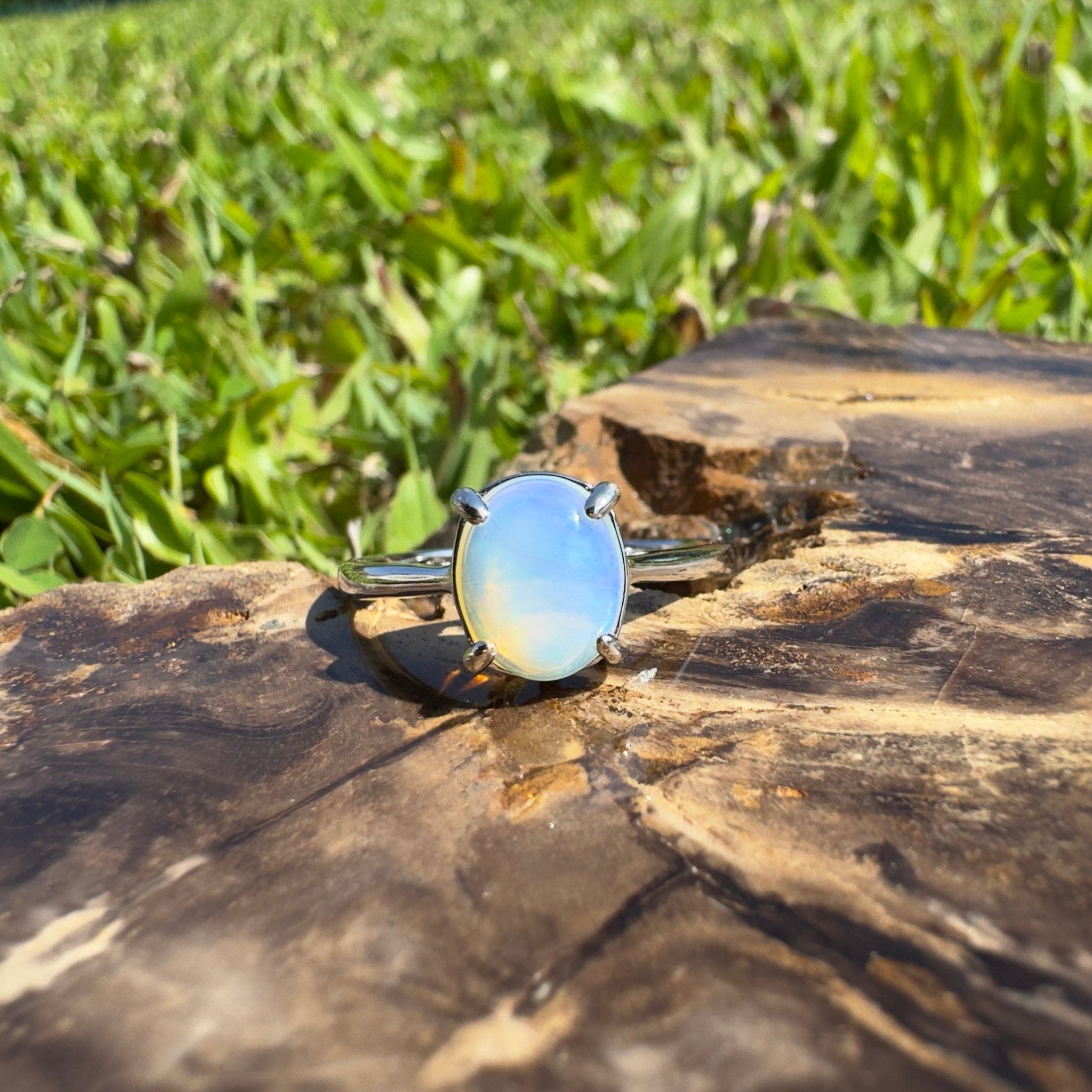 Whale Song Reach ~ 0.8ct Solid Lightning Ridge Opal 925 Silver Ring