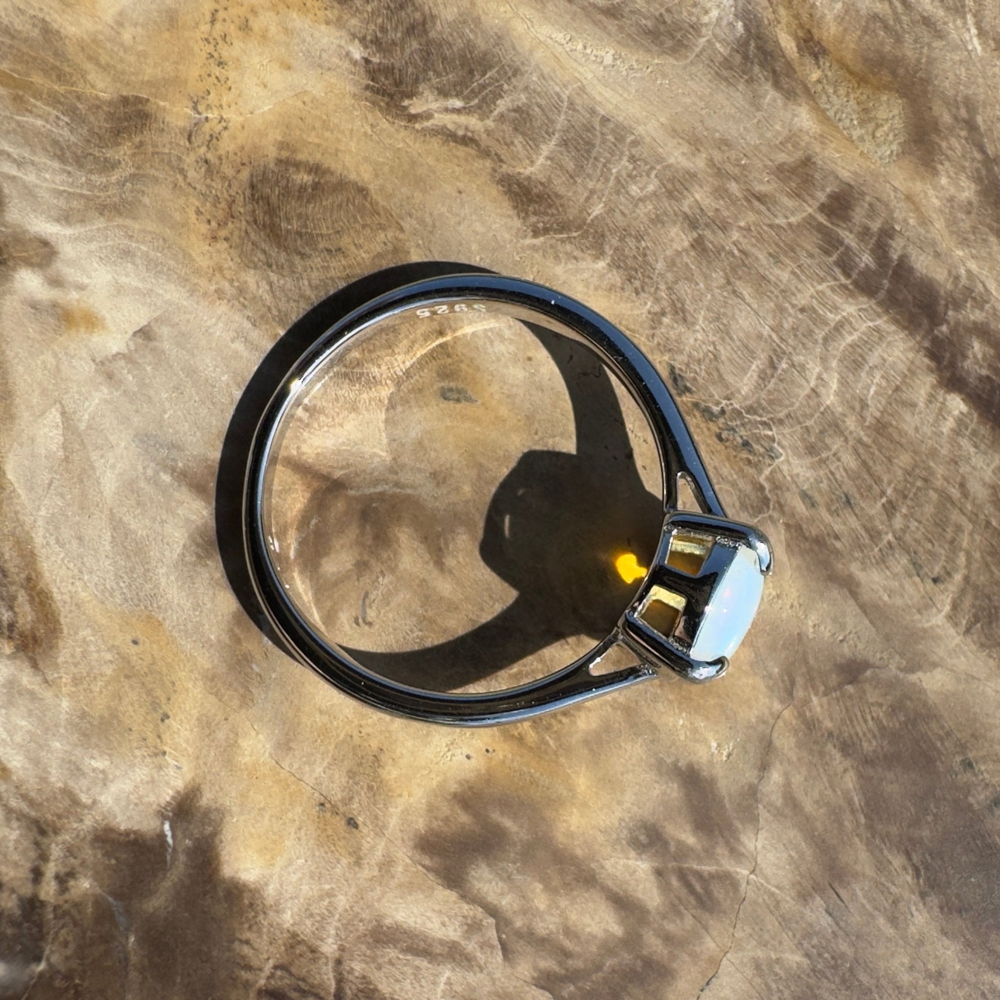 Whale Song Reach ~ 0.8ct Solid Lightning Ridge Opal 925 Silver Ring