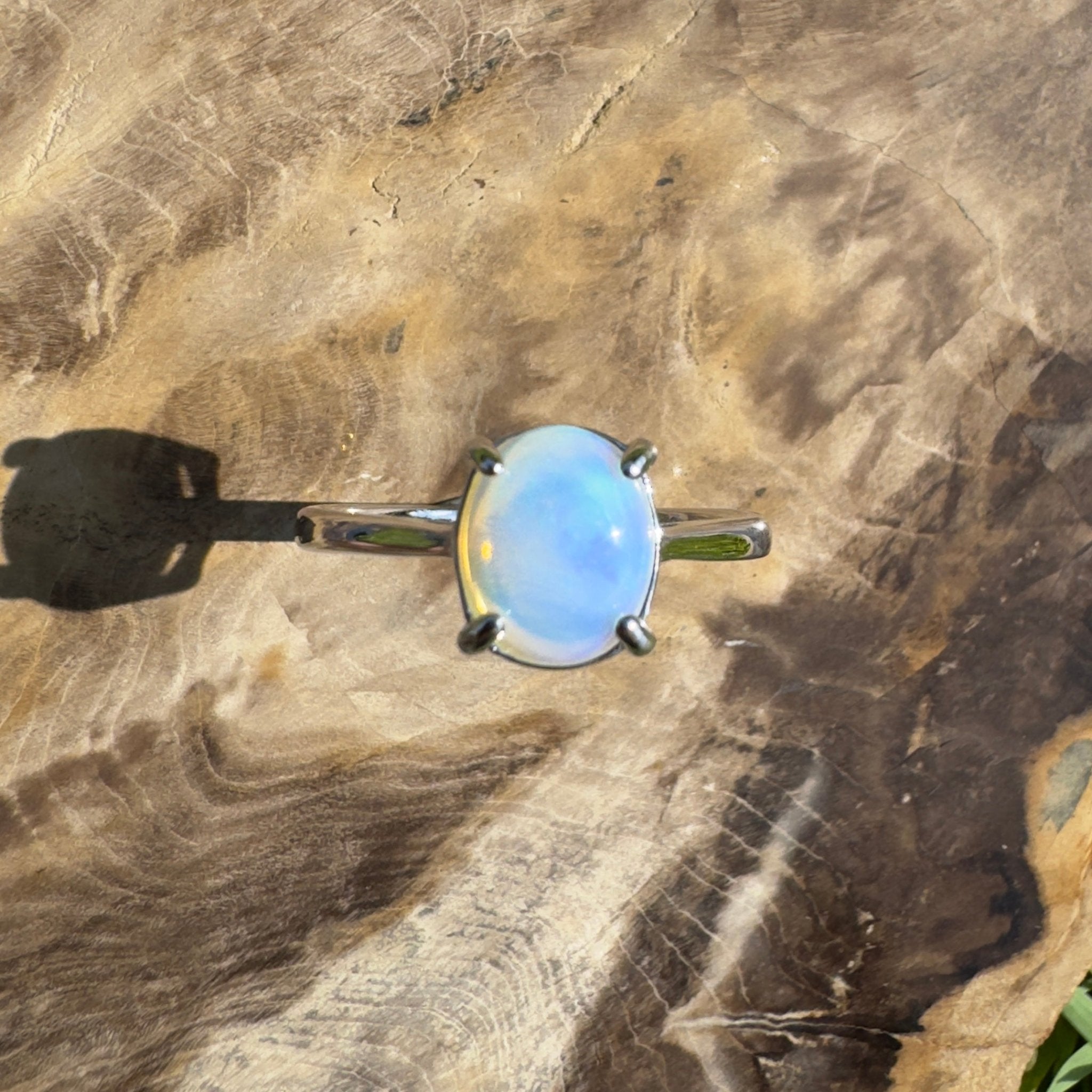 Whale Song Reach ~ 0.8ct Solid Lightning Ridge Opal 925 Silver Ring