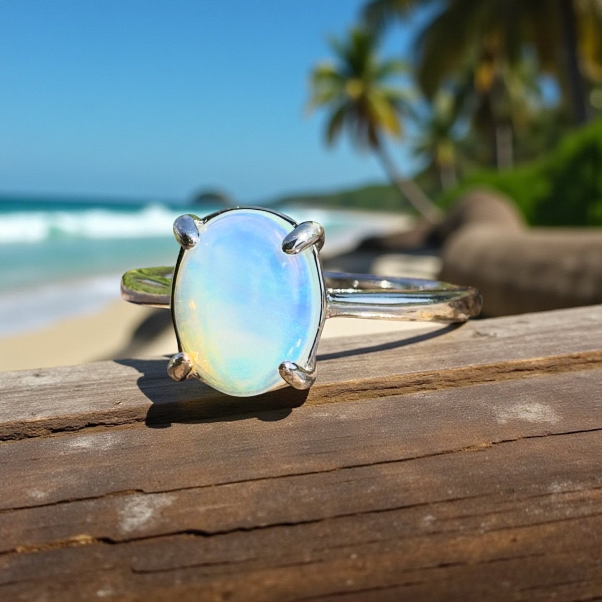 Whale Song Reach ~ 0.8ct Solid Lightning Ridge Opal 925 Silver Ring