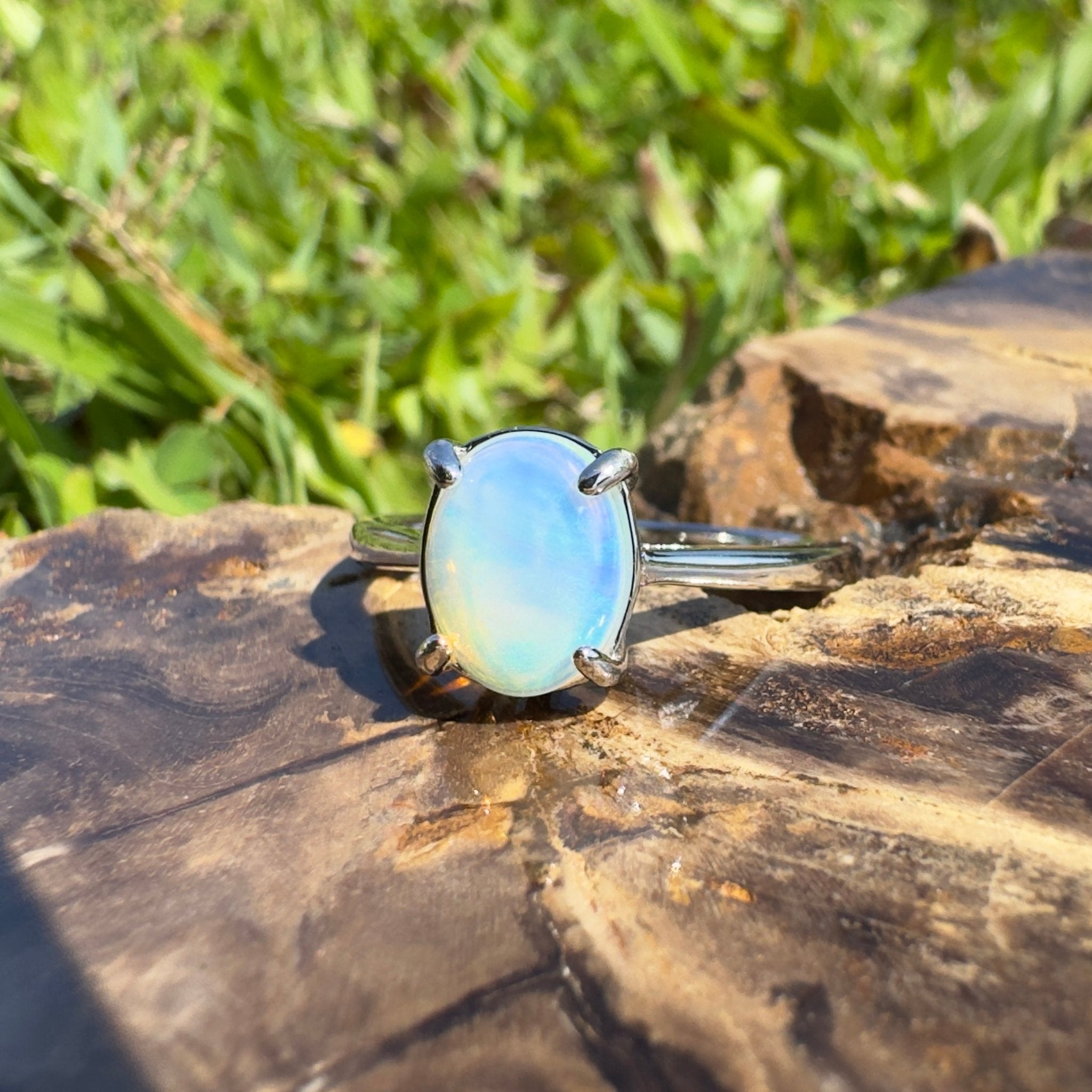 Whale Song Reach ~ 0.8ct Solid Lightning Ridge Opal 925 Silver Ring