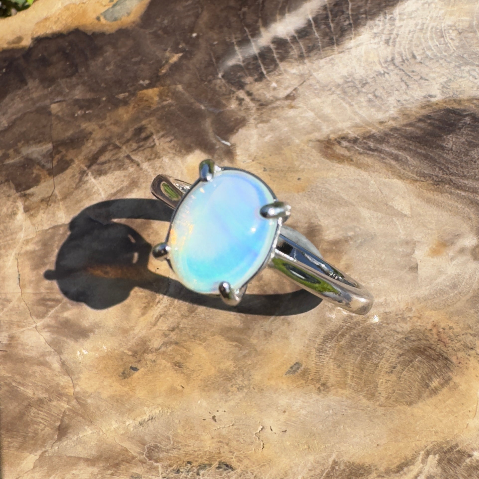 Whale Song Reach ~ 0.8ct Solid Lightning Ridge Opal 925 Silver Ring