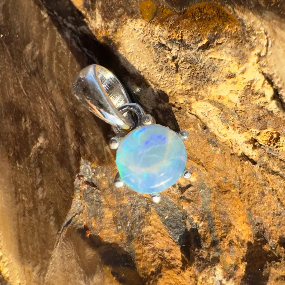 Opal pendant with silver setting from Whale’s Journey handcrafted 1ct Lightning Ridge crystal opal