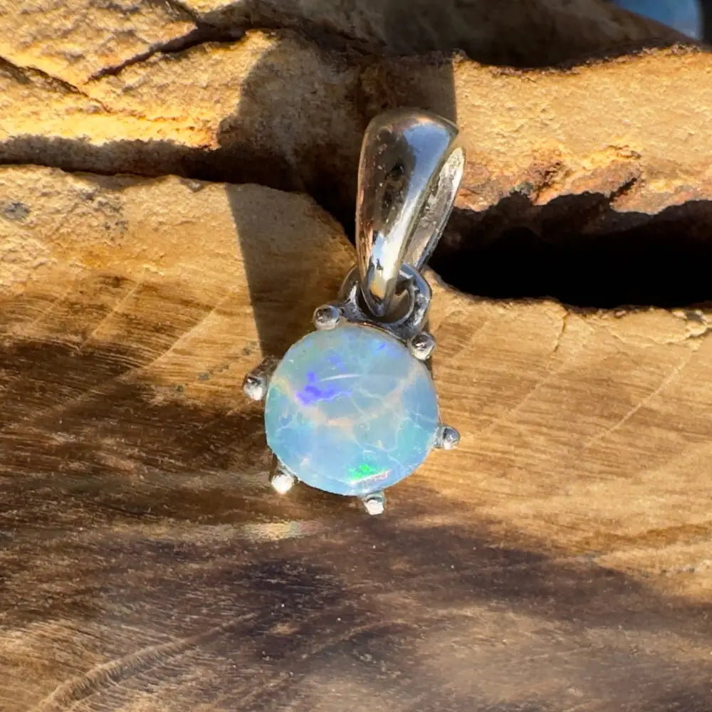 Opal pendant with silver setting from Whale’s Journey handcrafted 1ct Lightning Ridge Crystal Opal