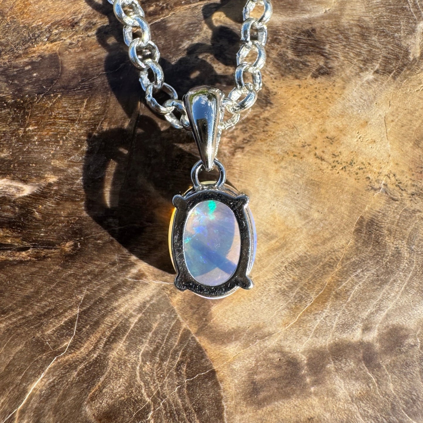 Where Ocean Meets Icon ~ 0.7ct Solid Lightning Ridge Crystal Opal 925 Sterling Silver Pendant Necklace