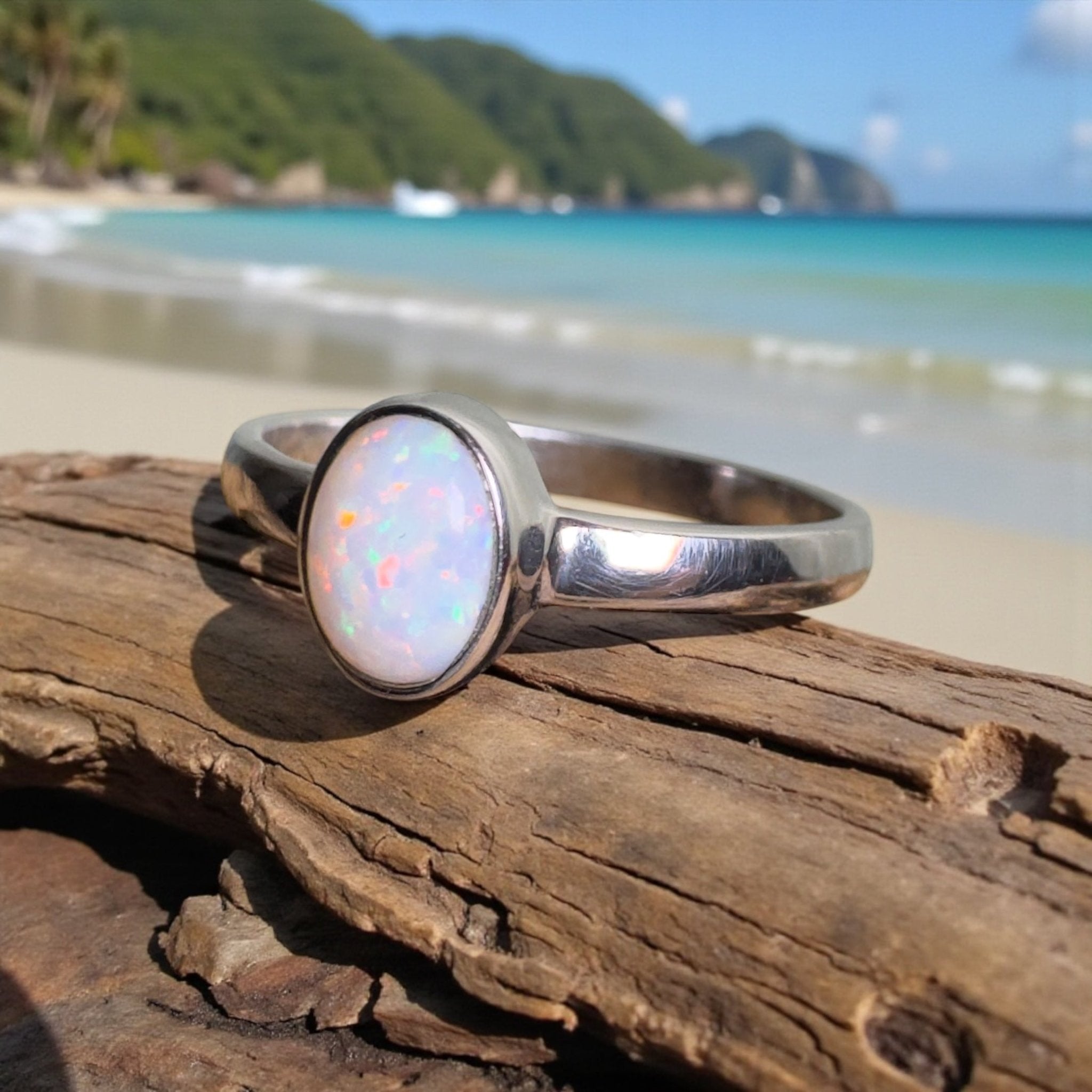 White Sands Park Softfire – Solid Lightning Ridge Opal 925 Sterling Silver Ring