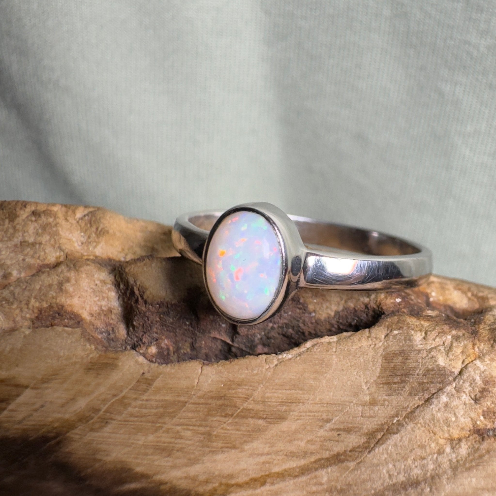 White Sands Park Softfire – Solid Lightning Ridge Opal 925 Sterling Silver Ring