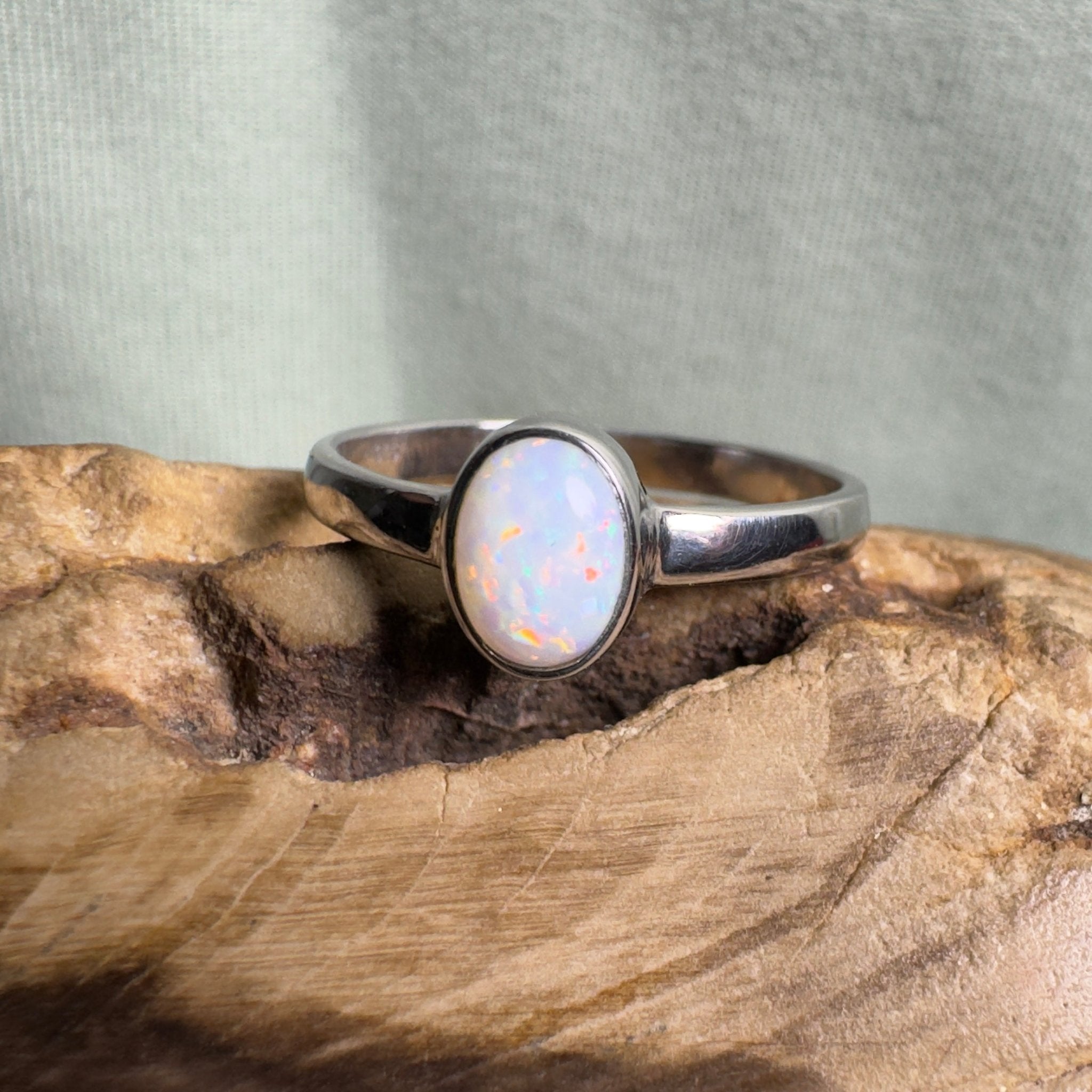 White Sands Park Softfire – Solid Lightning Ridge Opal 925 Sterling Silver Ring