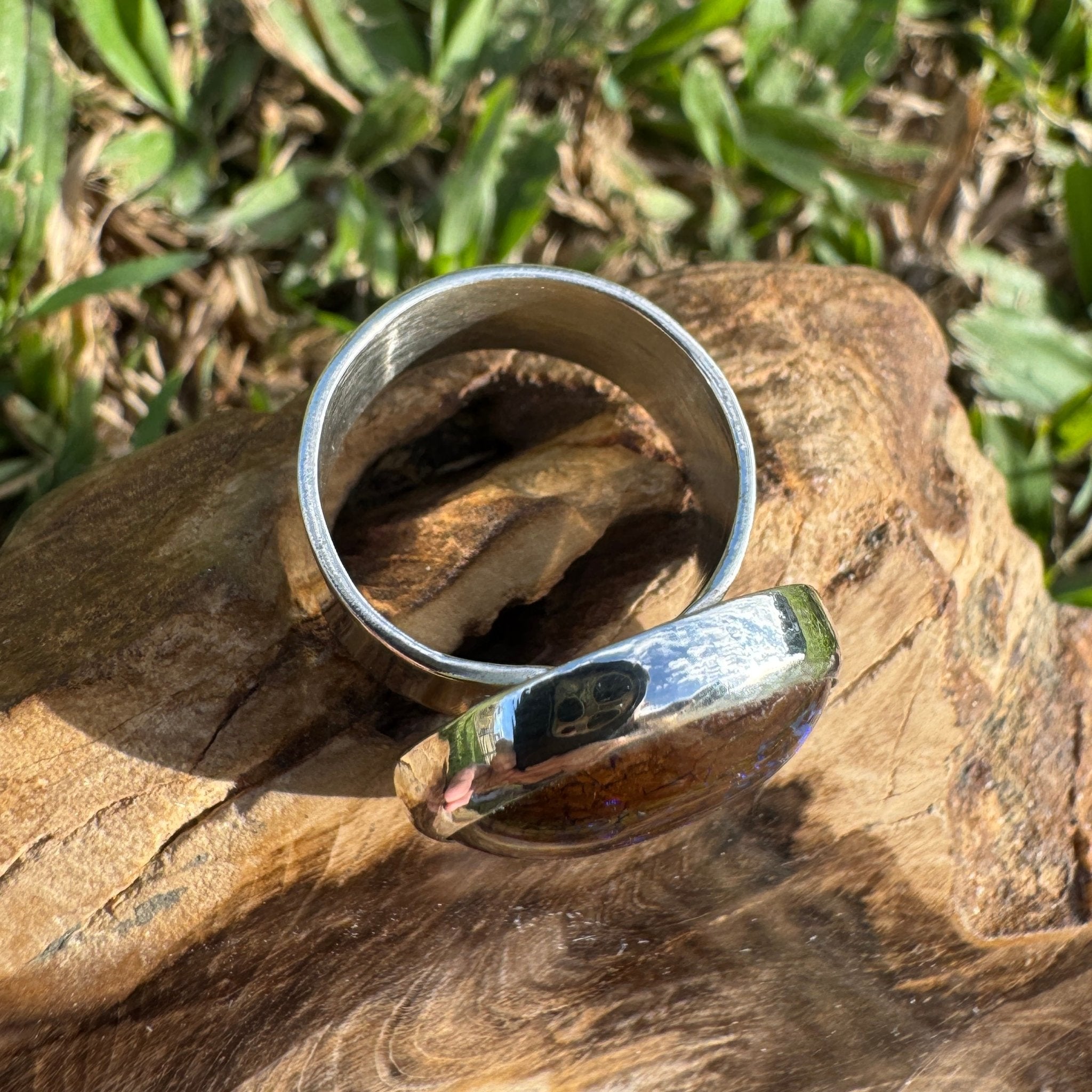 Whitsunday Tidefire ~ 11.1ct Solid Queensland Boulder Opal 925 Sterling Silver Ring