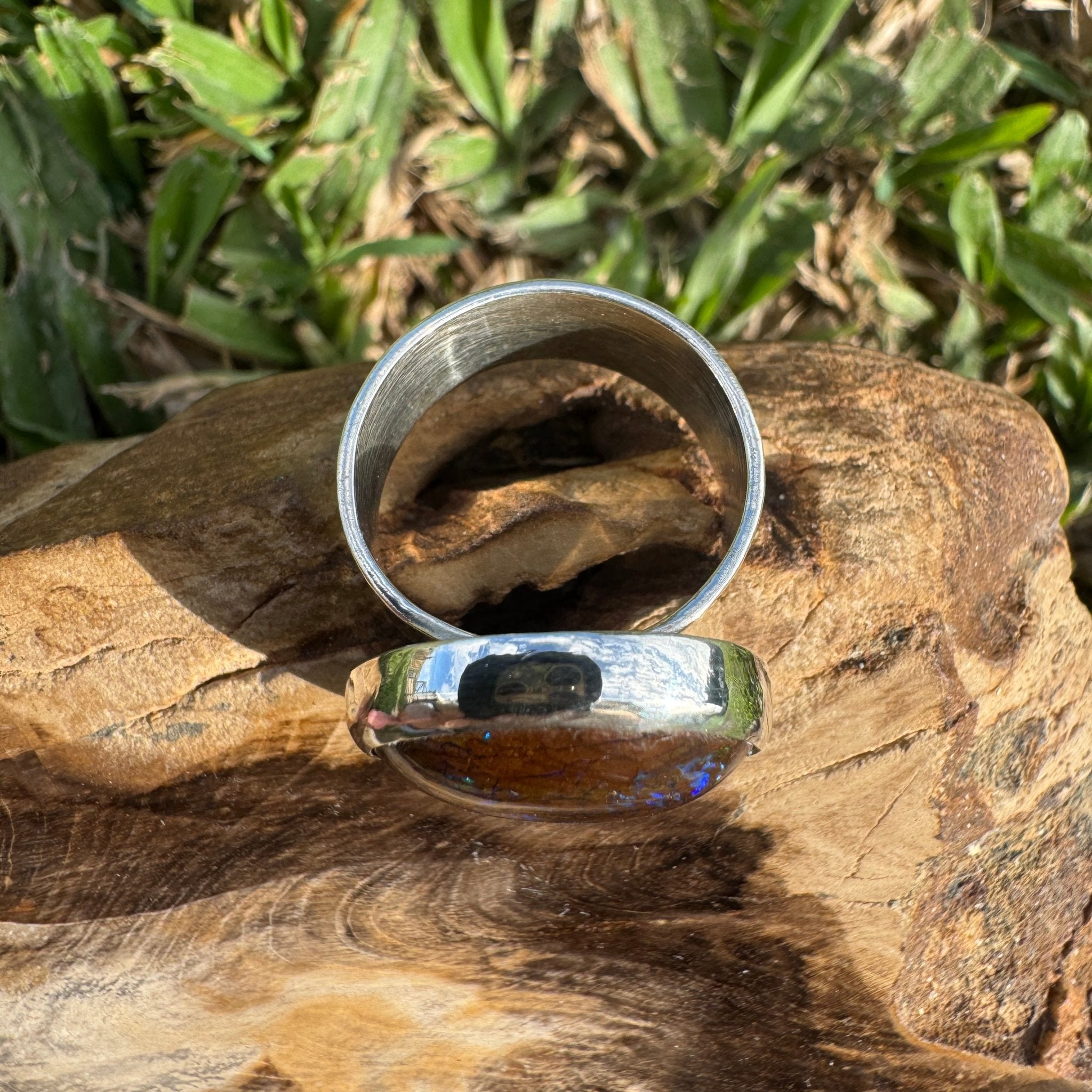 Whitsunday Tidefire ~ 11.1ct Solid Queensland Boulder Opal 925 Sterling Silver Ring